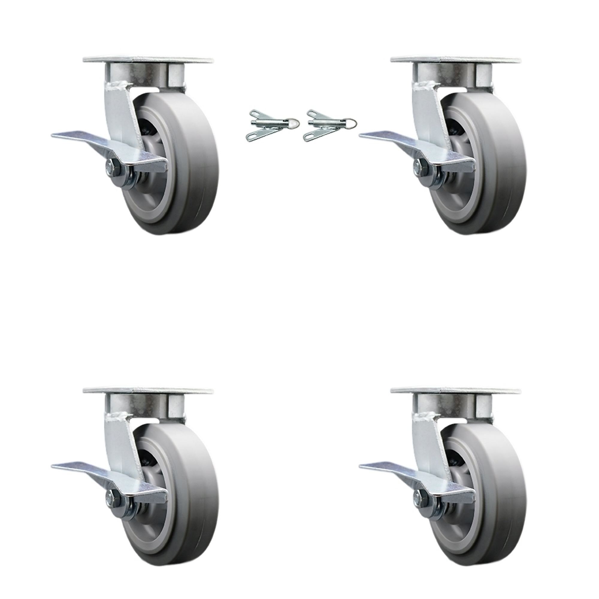 Service Caster, 6Inch x 2Inch Plate Casters, Wheel Diameter 6 in, Caster Type Swivel, Package (qty.) 4, Model SCC-KP30S620-TPRRF-SLB-BSL-2-SLB-2