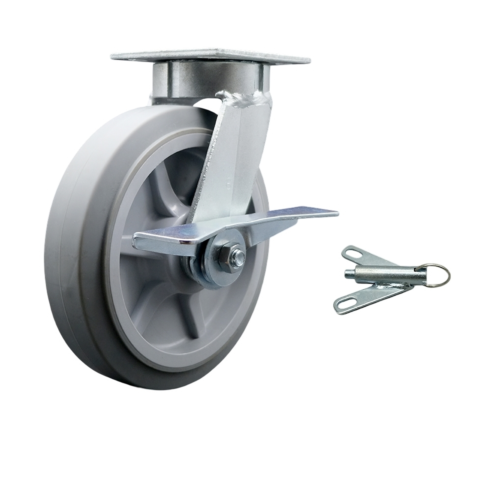 Service Caster, 8Inch x 2Inch Plate Caster, Wheel Diameter 8 in, Caster Type Swivel, Package (qty.) 1, Model SCC-KP30S820-TPRRF-SLB-BSL