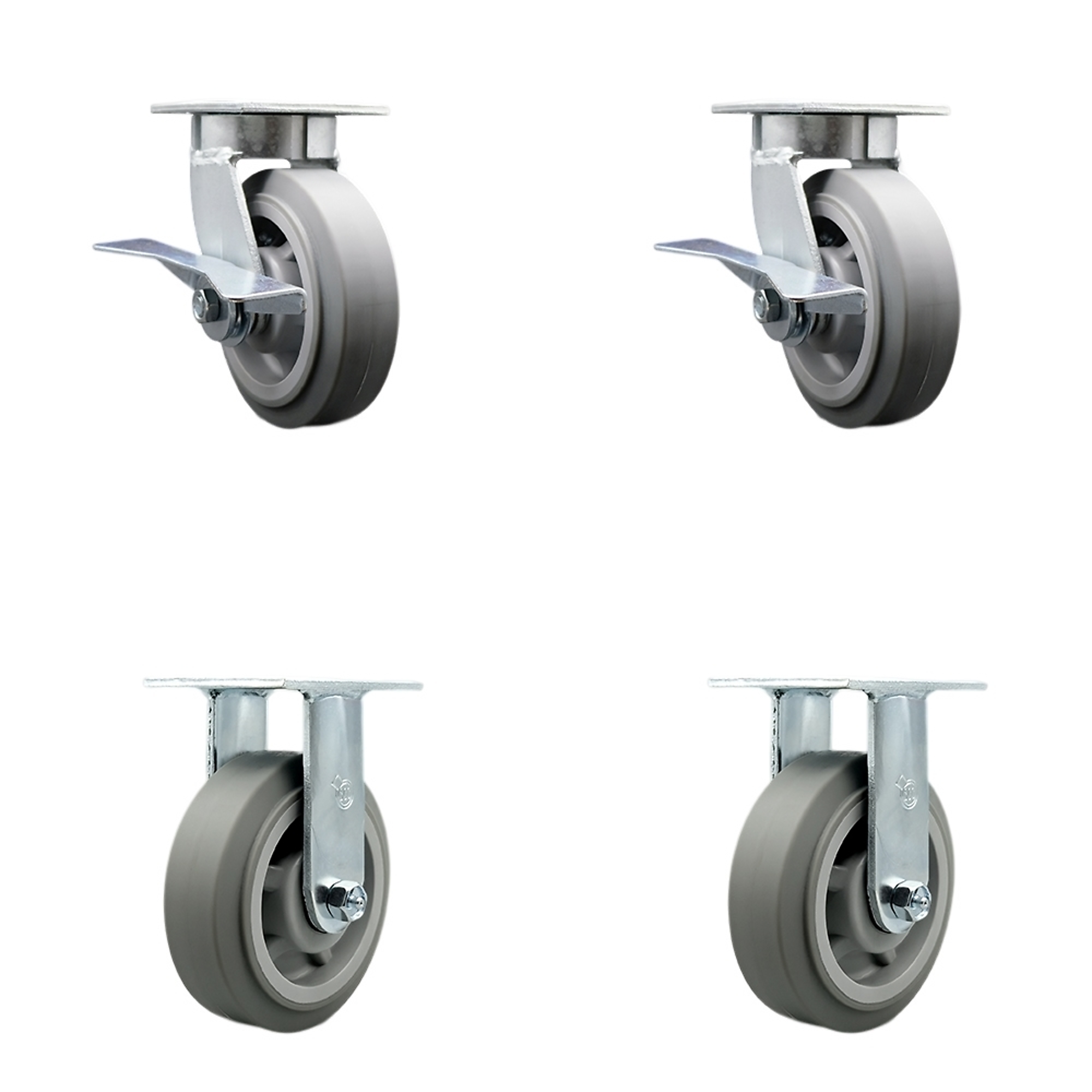 Service Caster, 6Inch x 2Inch Plate Casters, Wheel Diameter 6 in, Caster Type Swivel, Package (qty.) 4, Model SCC-KP30S620-TPRRF-SLB-2-R-2