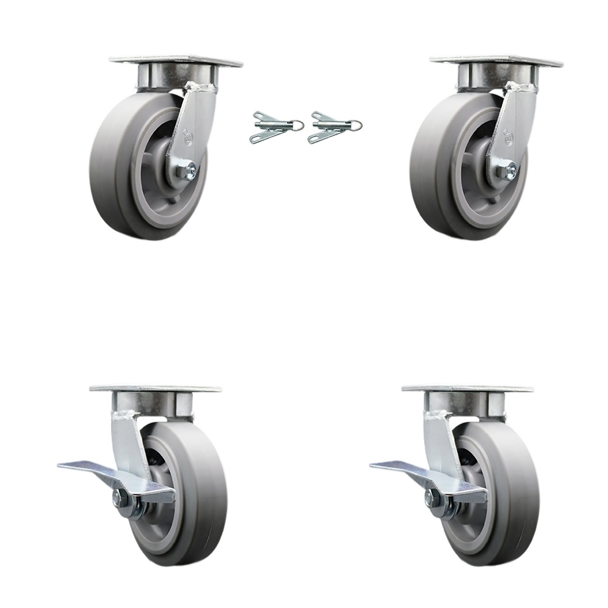 Service Caster, 6Inch x 2Inch Plate Casters, Wheel Diameter 6 in, Caster Type Swivel, Package (qty.) 4, Model SCC-KP30S620-TPRRF-BSL-2-SLB-2