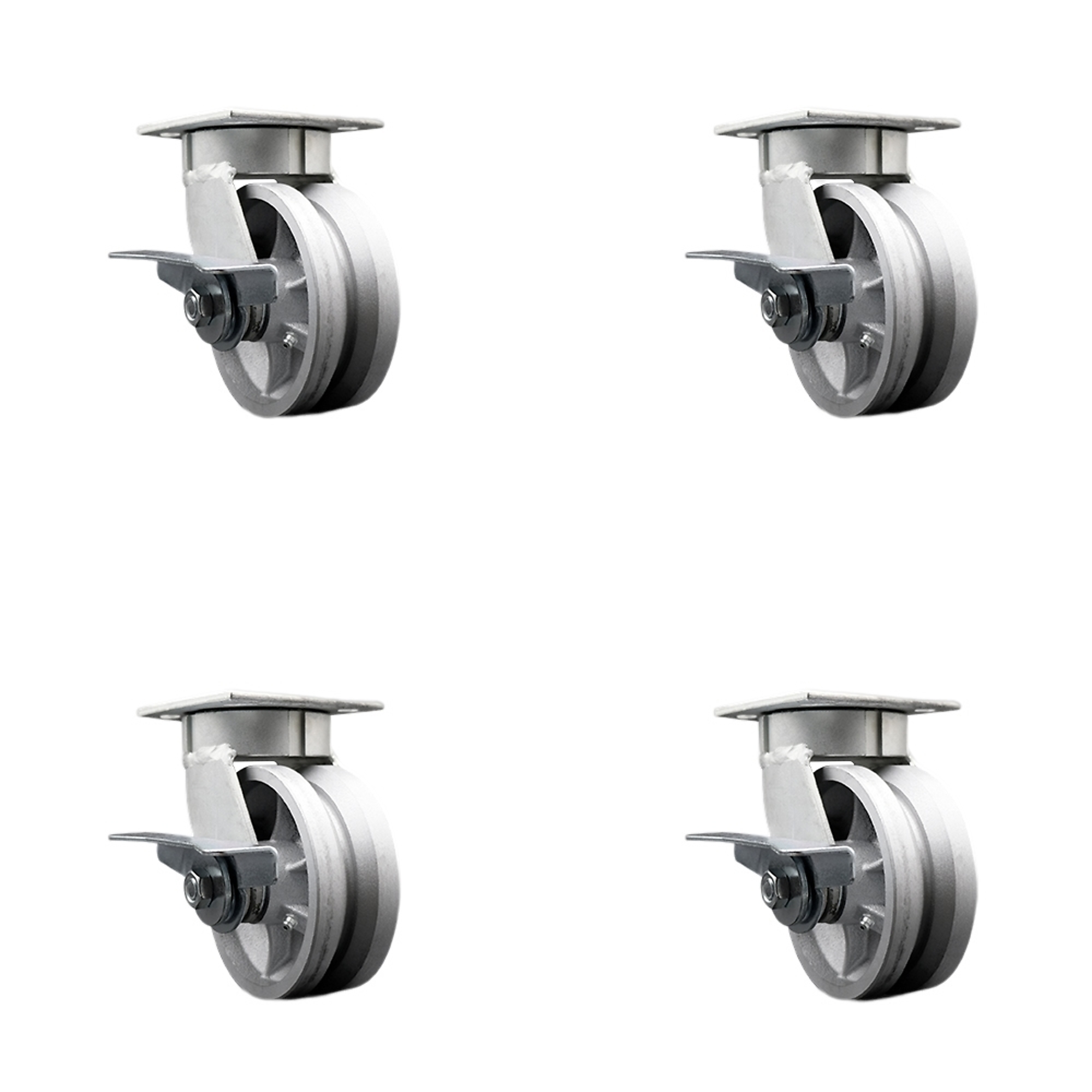 Service Caster, 5Inch x 2Inch Plate Casters, Wheel Diameter 5 in, Caster Type Swivel, Package (qty.) 4, Model SCC-KP30S520-VGR-SLB-4