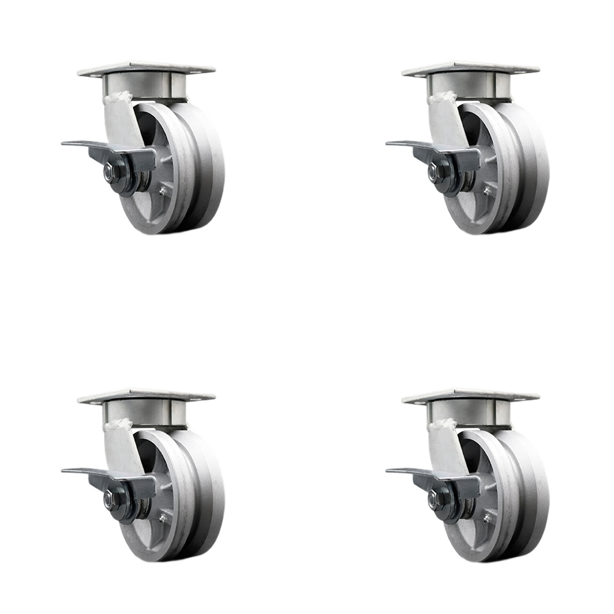 Service Caster, 5Inch x 2Inch Plate Casters, Wheel Diameter 5 in, Caster Type Swivel, Package (qty.) 4, Model SCC-KP30S520-VGR-SLB-BSL-4