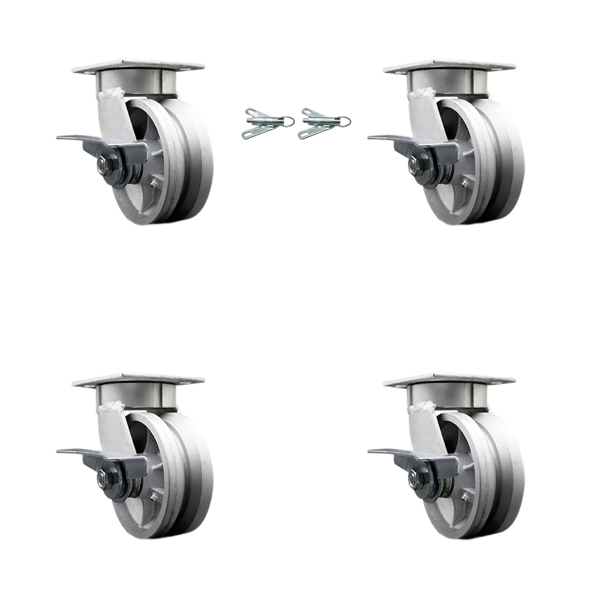 Service Caster, 5Inch x 2Inch Plate Casters, Wheel Diameter 5 in, Caster Type Swivel, Package (qty.) 4, Model SCC-KP30S520-VGR-SLB-BSL-2-SLB-2