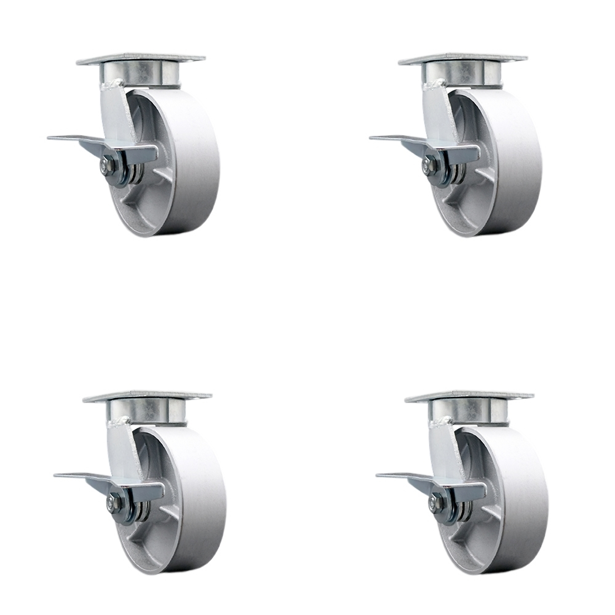 Service Caster, 6Inch x 2Inch Plate Casters, Wheel Diameter 6 in, Caster Type Swivel, Package (qty.) 4, Model SCC-KP30S620-SSR-SLB-BSL-4