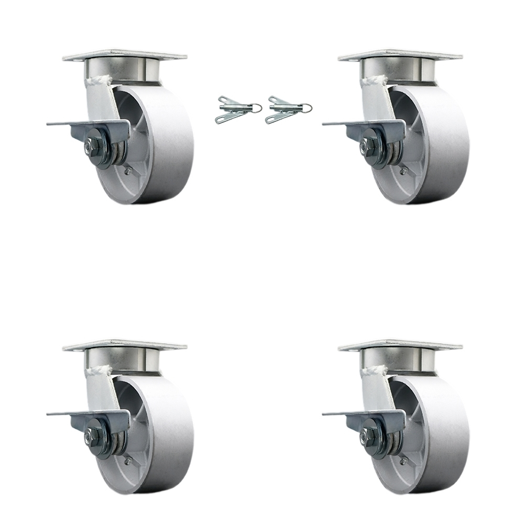 Service Caster, 5Inch x 2Inch Plate Casters, Wheel Diameter 5 in, Caster Type Swivel, Package (qty.) 4, Model SCC-KP30S520-SSR-SLB-BSL-2-SLB-2