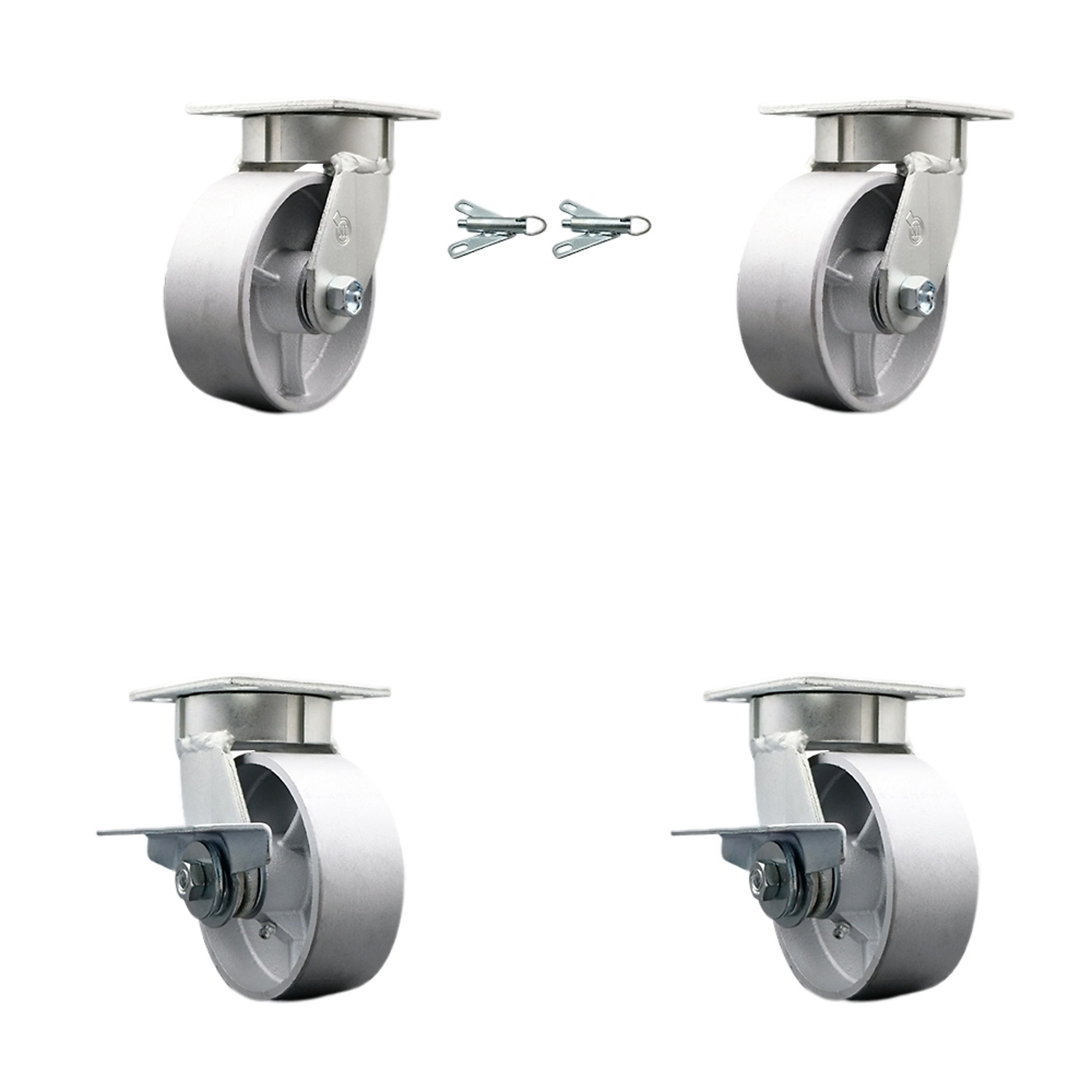 Service Caster, 5Inch x 2Inch Plate Casters, Wheel Diameter 5 in, Caster Type Swivel, Package (qty.) 4, Model SCC-KP30S520-SSR-BSL-2-SLB-2