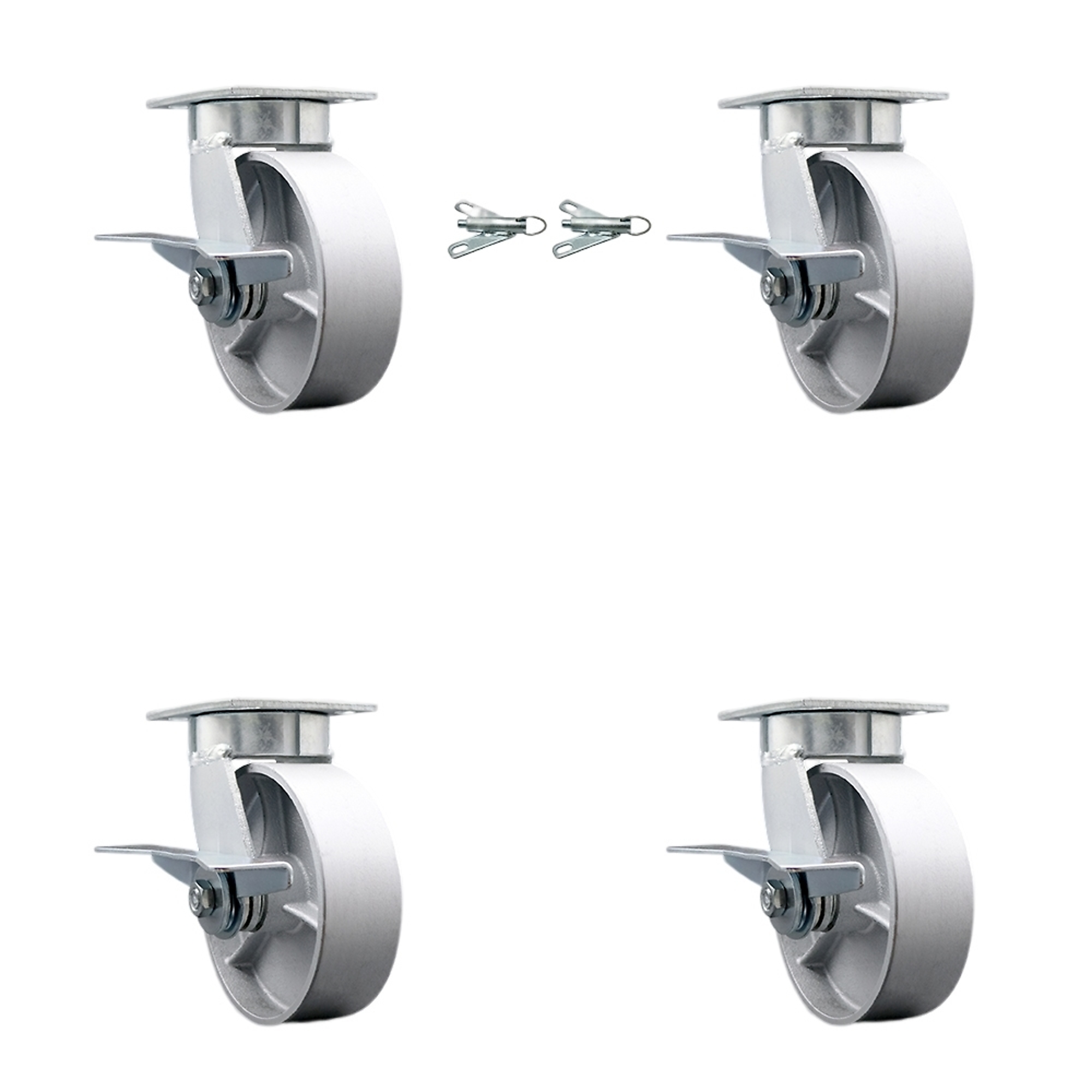 Service Caster, 6Inch x 2Inch Plate Casters, Wheel Diameter 6 in, Caster Type Swivel, Package (qty.) 4, Model SCC-KP30S620-SSR-SLB-BSL-2-SLB-2