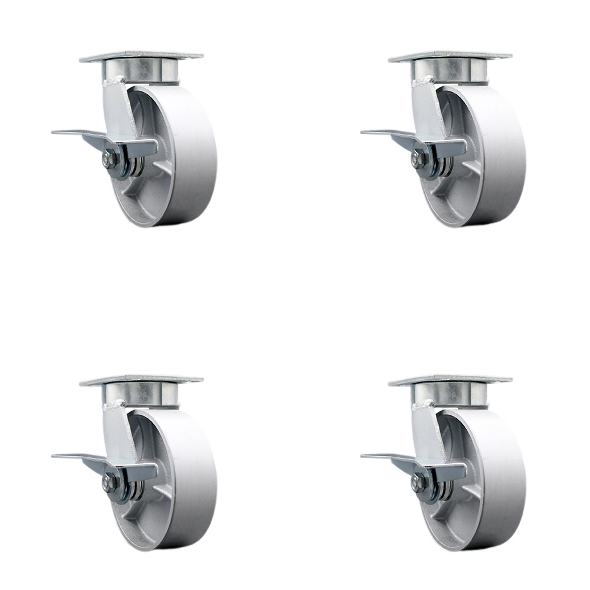 Service Caster, 6Inch x 2Inch Plate Casters, Wheel Diameter 6 in, Caster Type Swivel, Package (qty.) 4, Model SCC-KP30S620-SSR-SLB-4