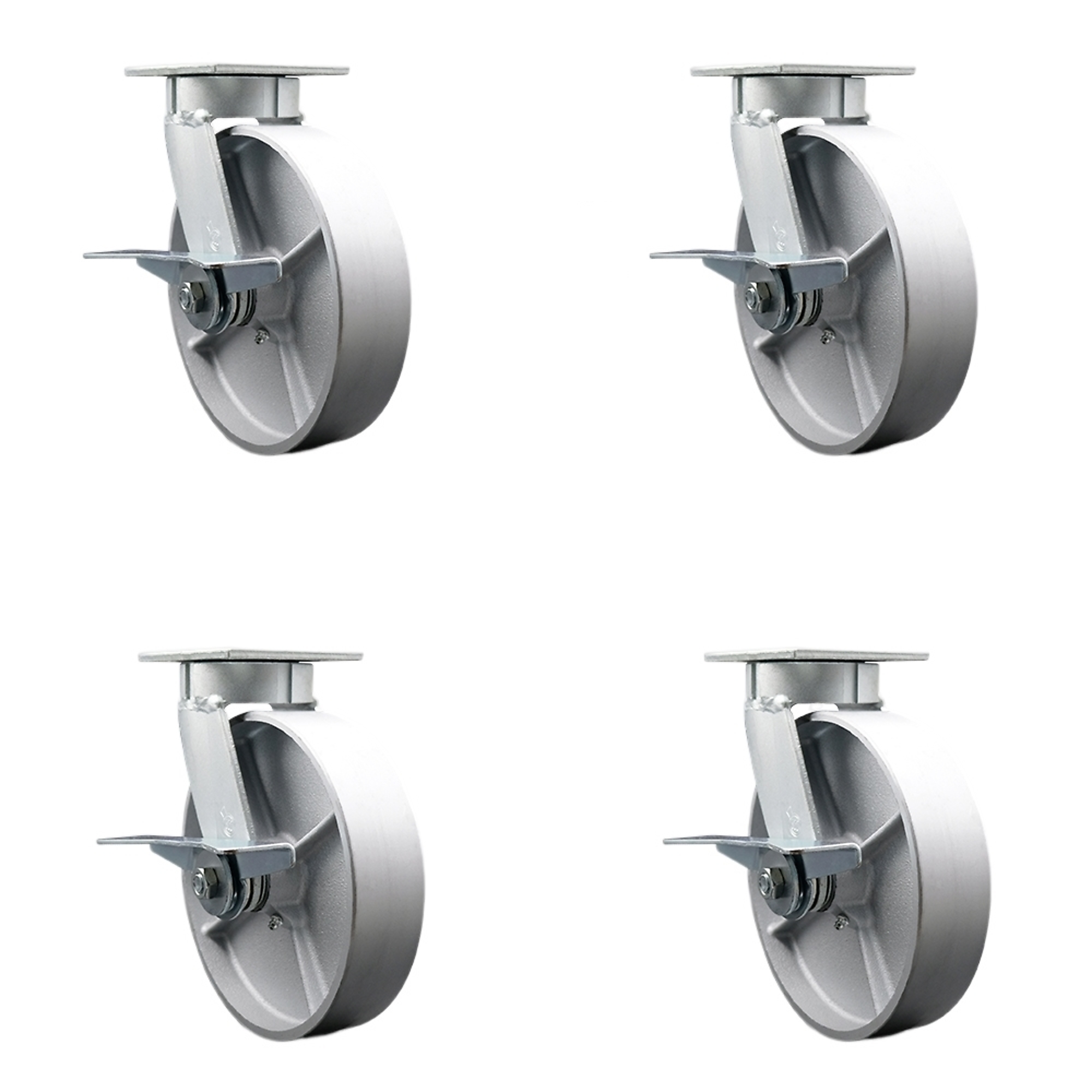 Service Caster, 8Inch x 2Inch Plate Casters, Wheel Diameter 8 in, Caster Type Swivel, Package (qty.) 4, Model SCC-KP30S820-SSR-SLB-BSL-4