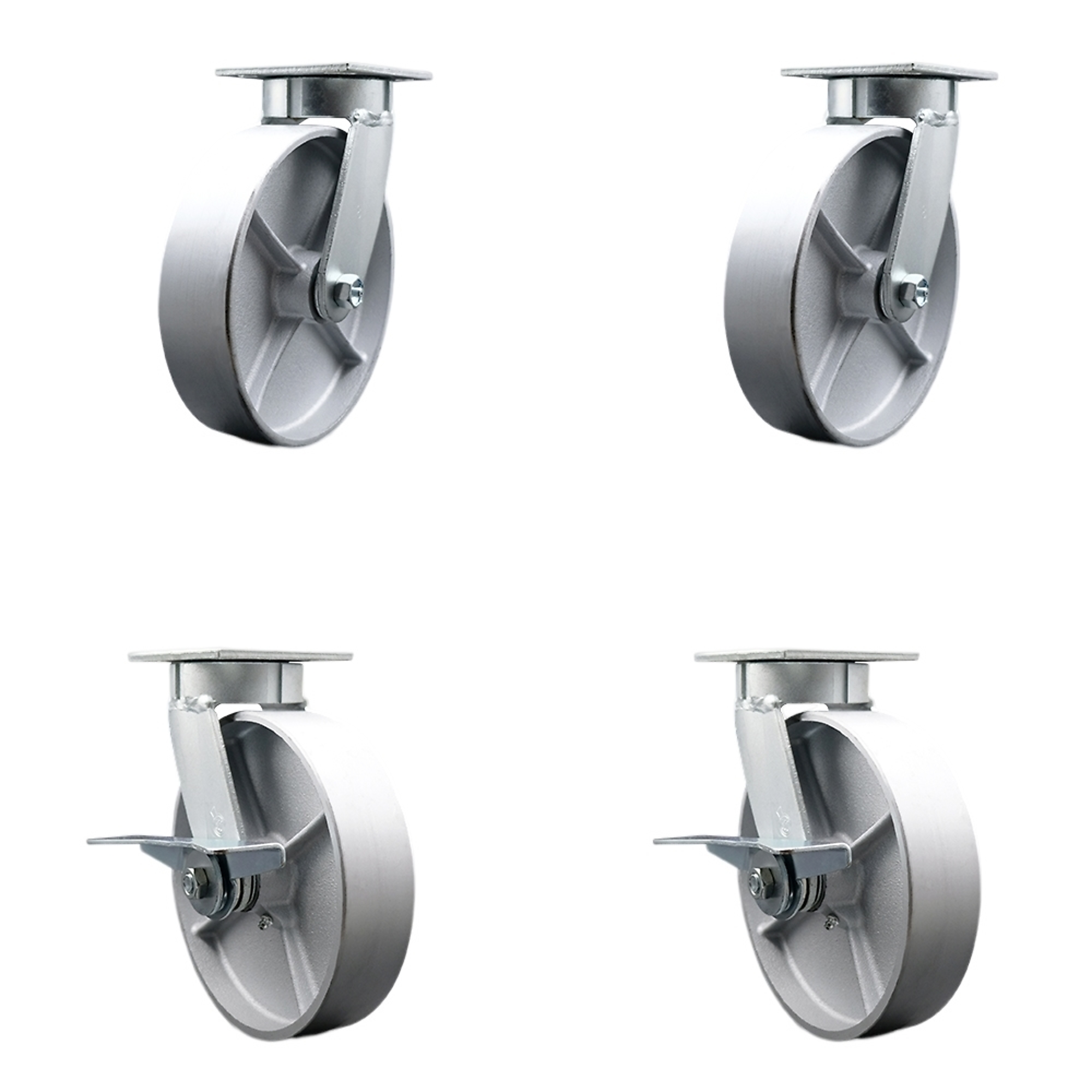 Service Caster, 8Inch x 2Inch Plate Casters, Wheel Diameter 8 in, Caster Type Swivel, Package (qty.) 4, Model SCC-KP30S820-SSR-2-SLB-2