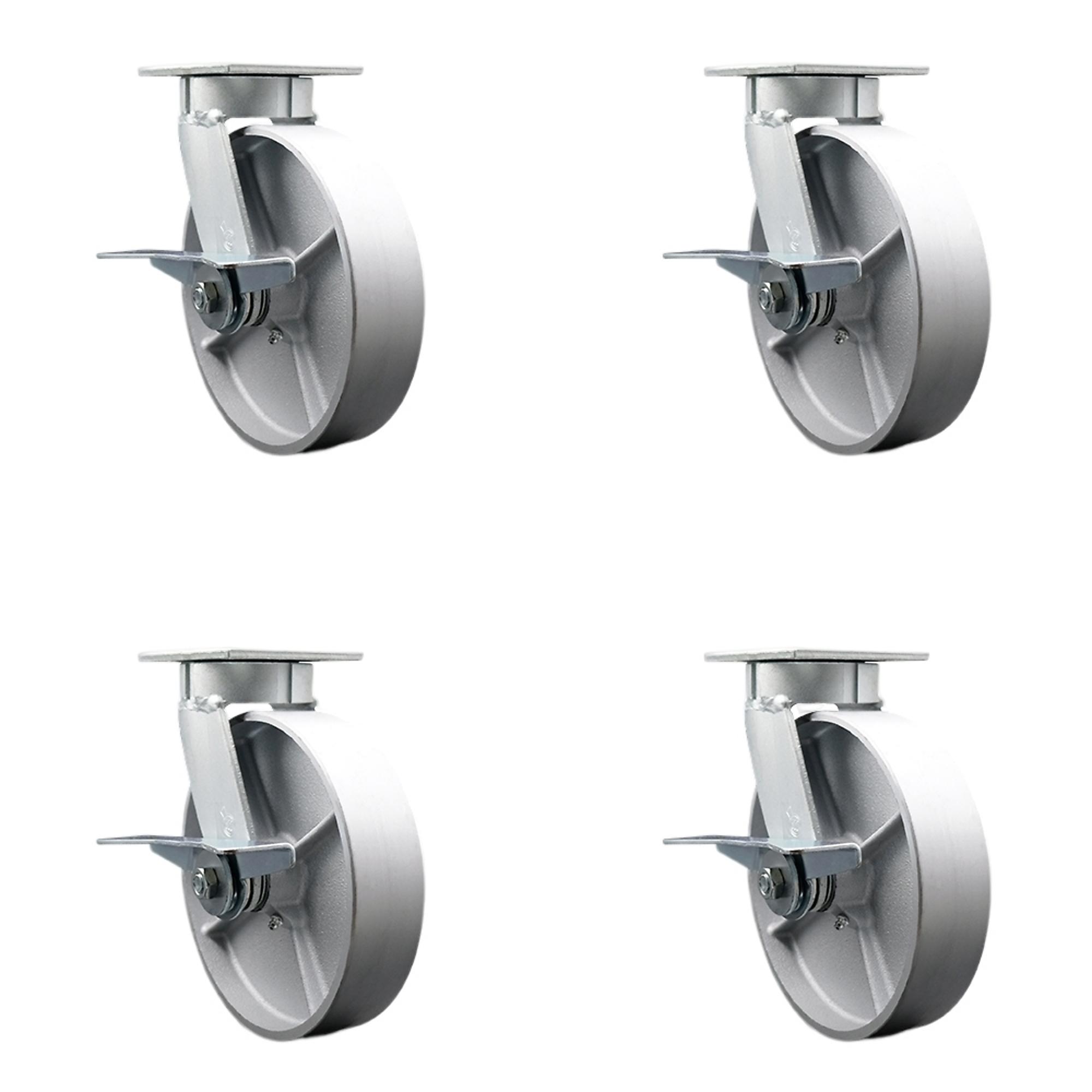 Service Caster, 8Inch x 2Inch Plate Casters, Wheel Diameter 8 in, Caster Type Swivel, Package (qty.) 4, Model SCC-KP30S820-SSR-SLB-4