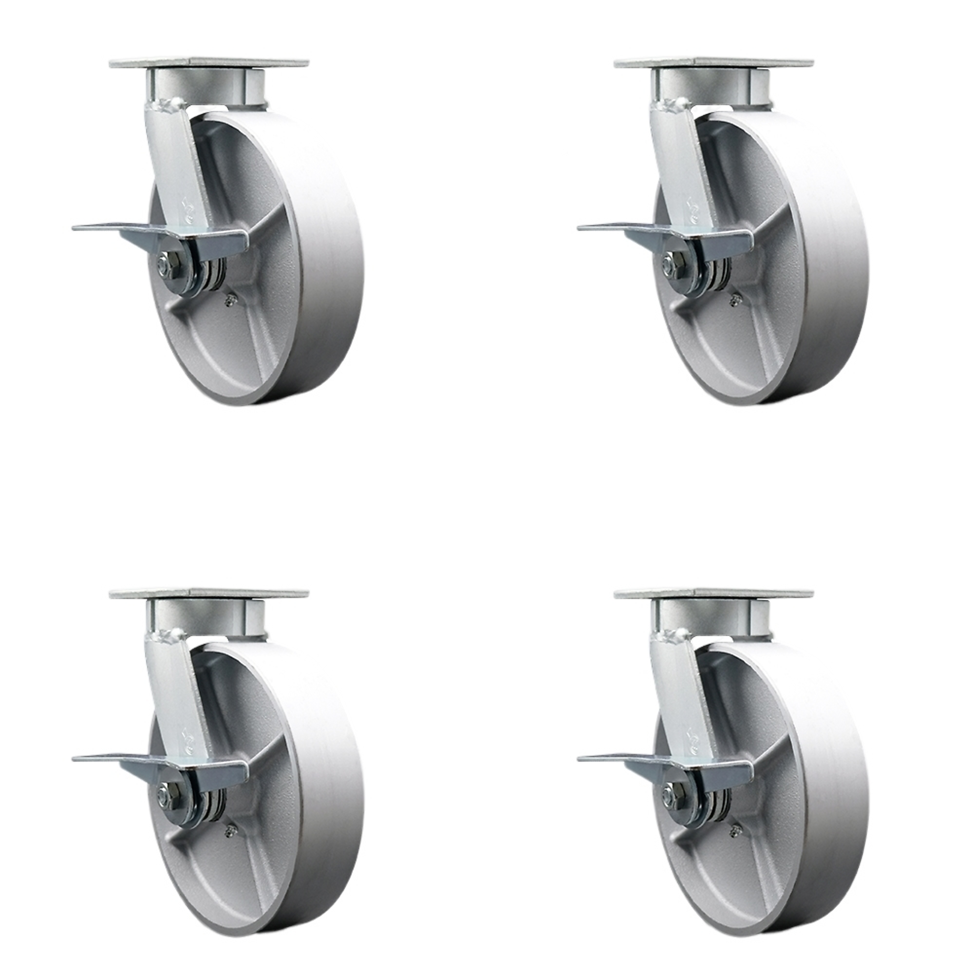 Service Caster, 8Inch x 2Inch Plate Casters, Wheel Diameter 8 in, Caster Type Swivel, Package (qty.) 4, Model SCC-KP30S820-SSR-SLB-BSL-2-SLB-2