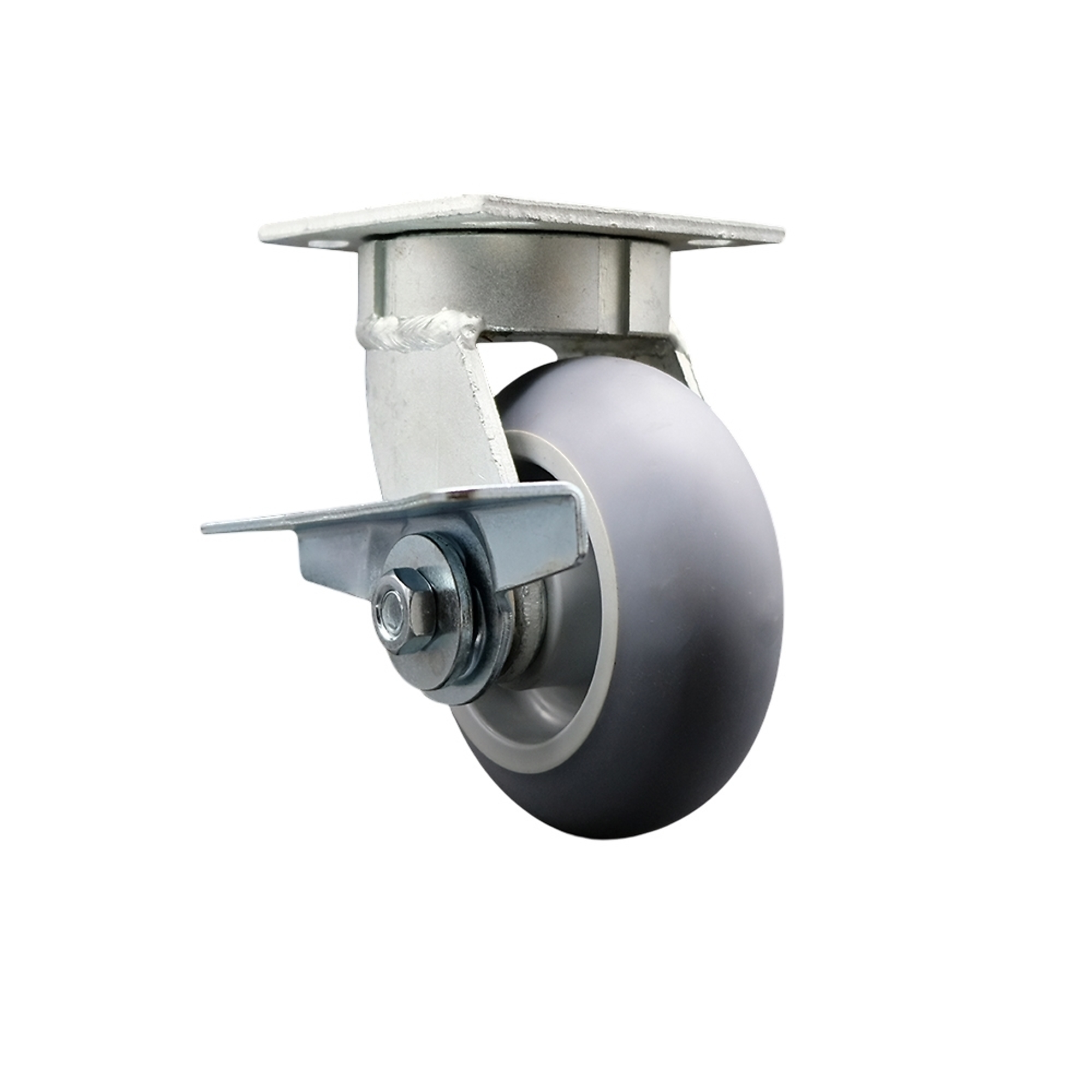 Service Caster, 5Inch x 2Inch Plate Caster, Wheel Diameter 5 in, Caster Type Swivel, Package (qty.) 1, Model SCC-KP30S520-TPRRD-SLB