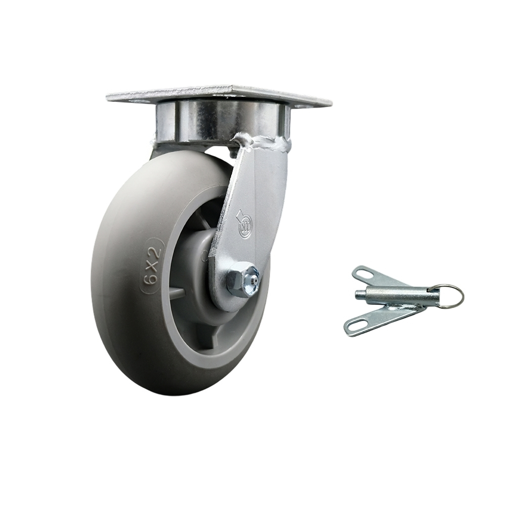 Service Caster, 6Inch x 2Inch Plate Caster, Wheel Diameter 6 in, Caster Type Swivel, Package (qty.) 1, Model SCC-KP30S620-TPRRD-BSL