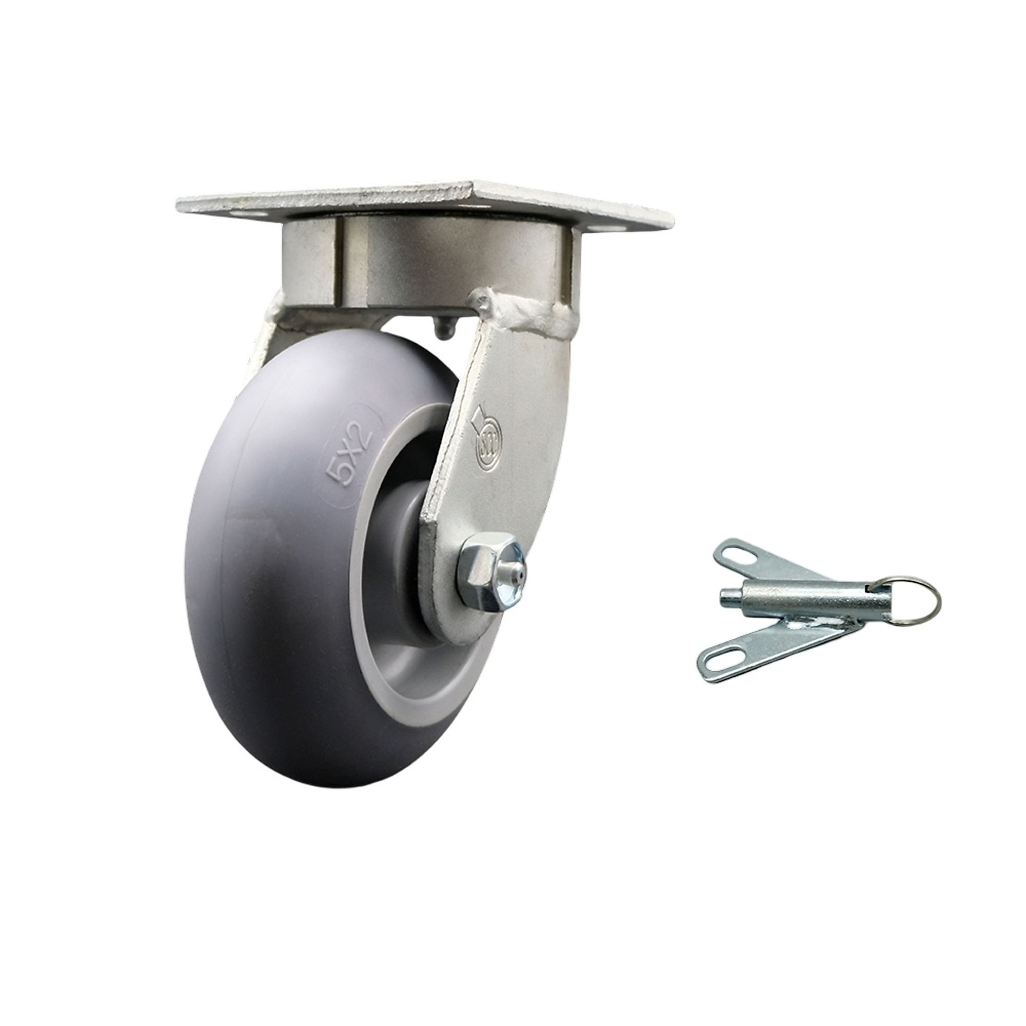 Service Caster, 5Inch x 2Inch Plate Caster, Wheel Diameter 5 in, Caster Type Swivel, Package (qty.) 1, Model SCC-KP30S520-TPRRD-BSL