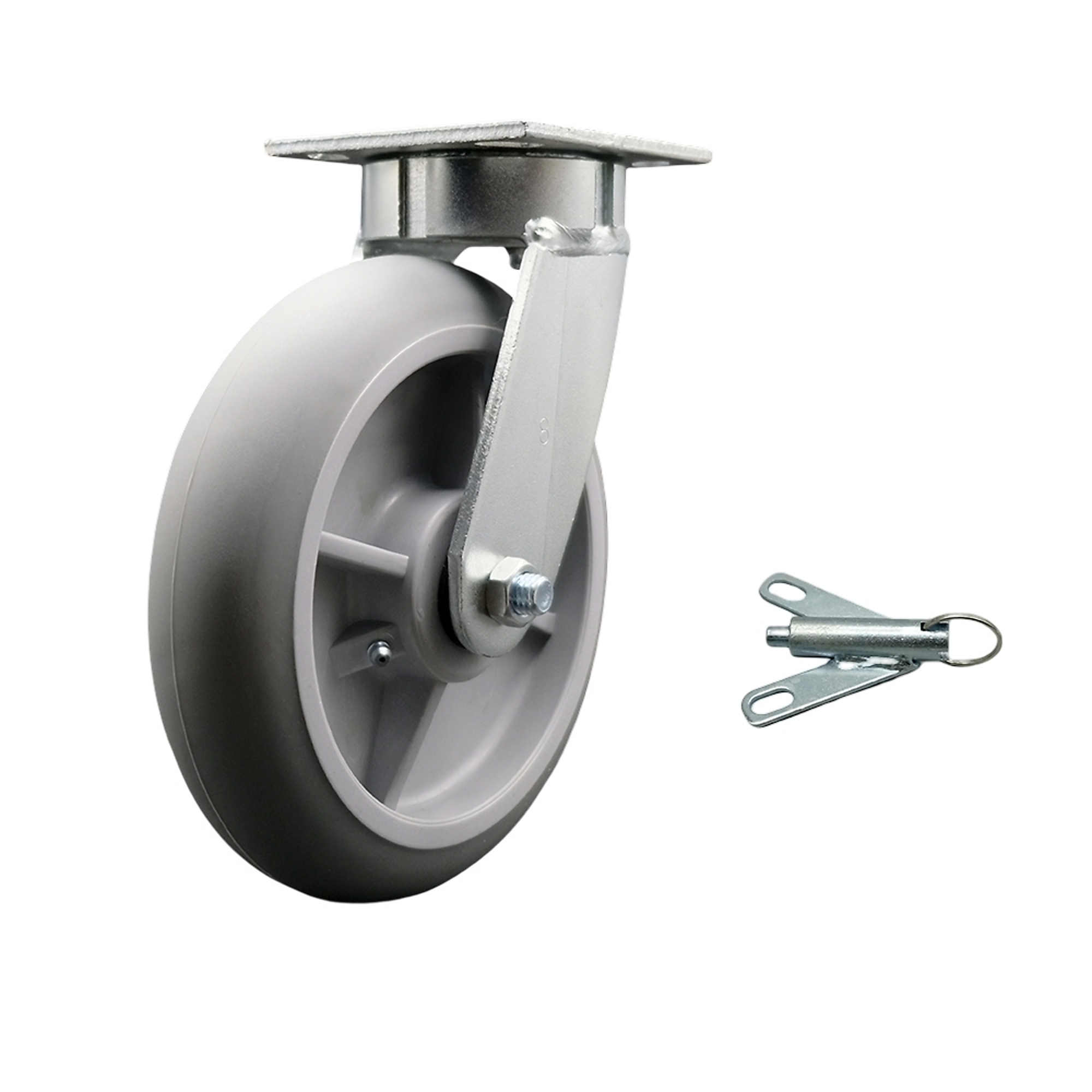 Service Caster, 8Inch x 2Inch Plate Caster, Wheel Diameter 8 in, Caster Type Swivel, Package (qty.) 1, Model SCC-KP30S820-TPRRD-BSL