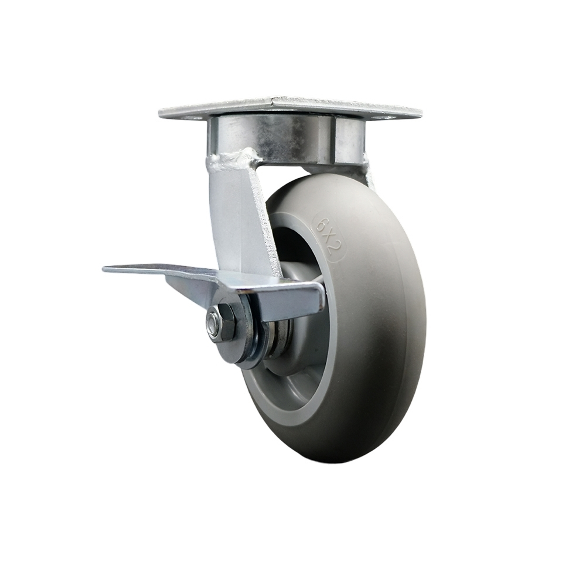 Service Caster, 6Inch x 2Inch Plate Caster, Wheel Diameter 6 in, Caster Type Swivel, Package (qty.) 1, Model SCC-KP30S620-TPRRD-SLB