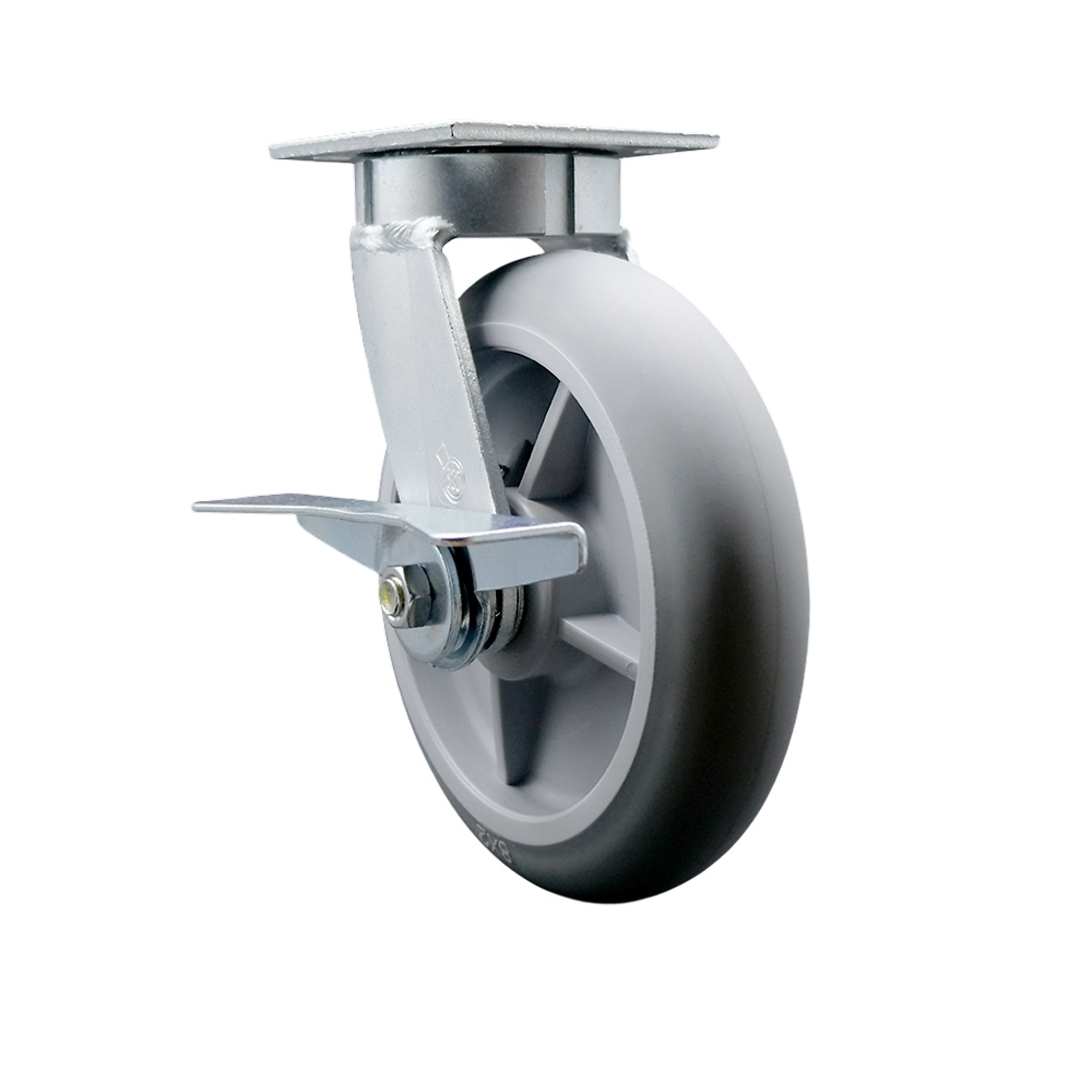 Service Caster, 8Inch x 2Inch Plate Caster, Wheel Diameter 8 in, Caster Type Swivel, Package (qty.) 1, Model SCC-KP30S820-TPRRD-SLB