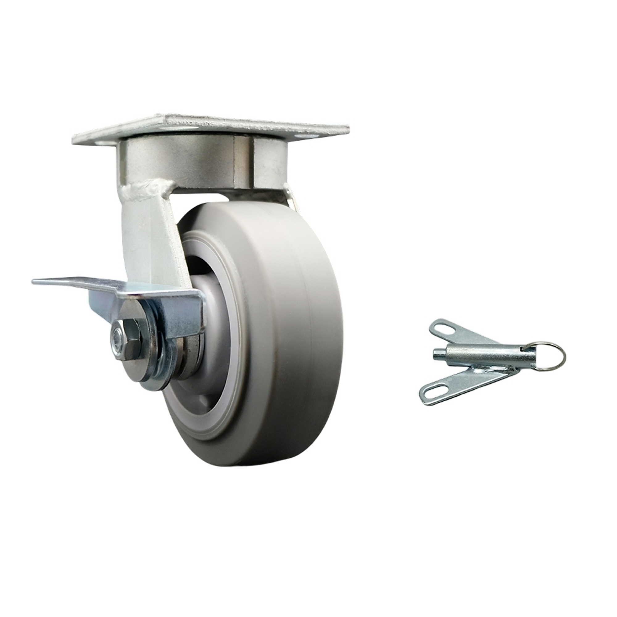 Service Caster, 5Inch x 2Inch Plate Caster, Wheel Diameter 5 in, Caster Type Swivel, Package (qty.) 1, Model SCC-KP30S520-TPRRF-SLB-BSL