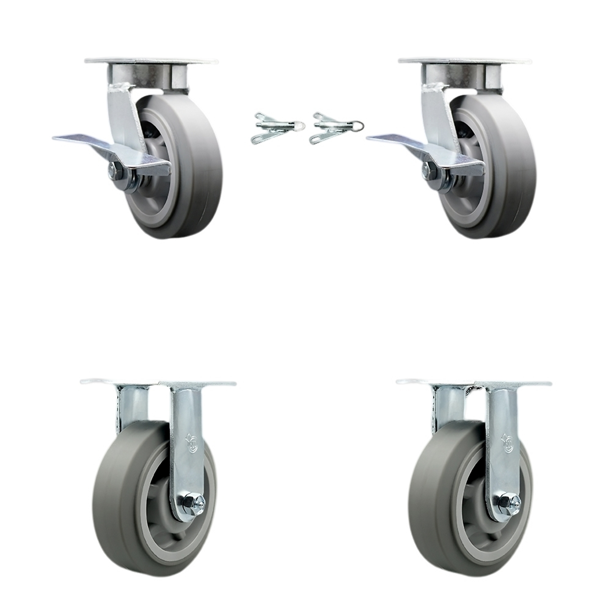 Service Caster, 6Inch x 2Inch Plate Casters, Wheel Diameter 6 in, Caster Type Swivel, Package (qty.) 4, Model SCC-KP30S620-TPRRF-SLB-BSL-2-R-2