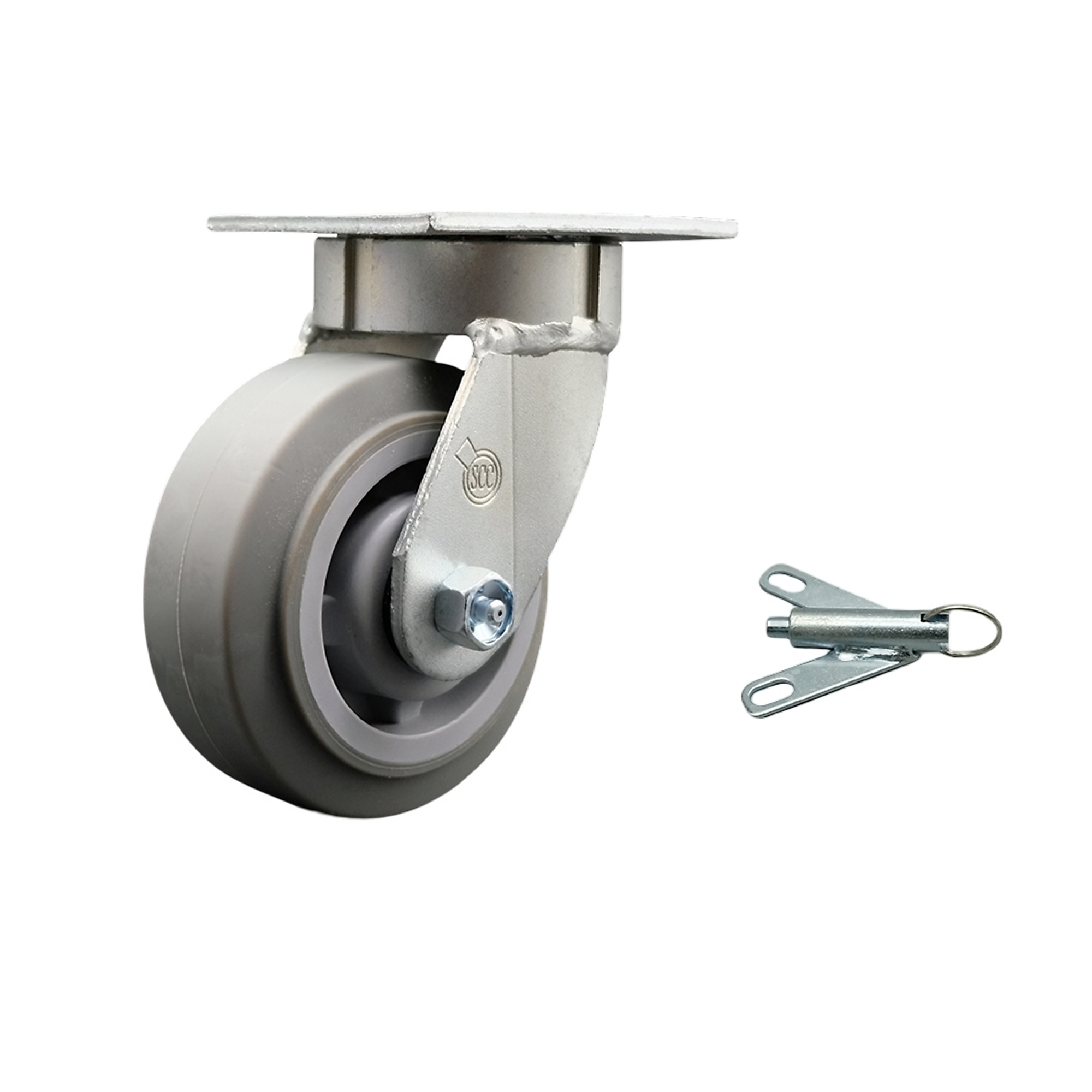 Service Caster, 5Inch x 2Inch Plate Caster, Wheel Diameter 5 in, Caster Type Swivel, Package (qty.) 1, Model SCC-KP30S520-TPRRF-BSL