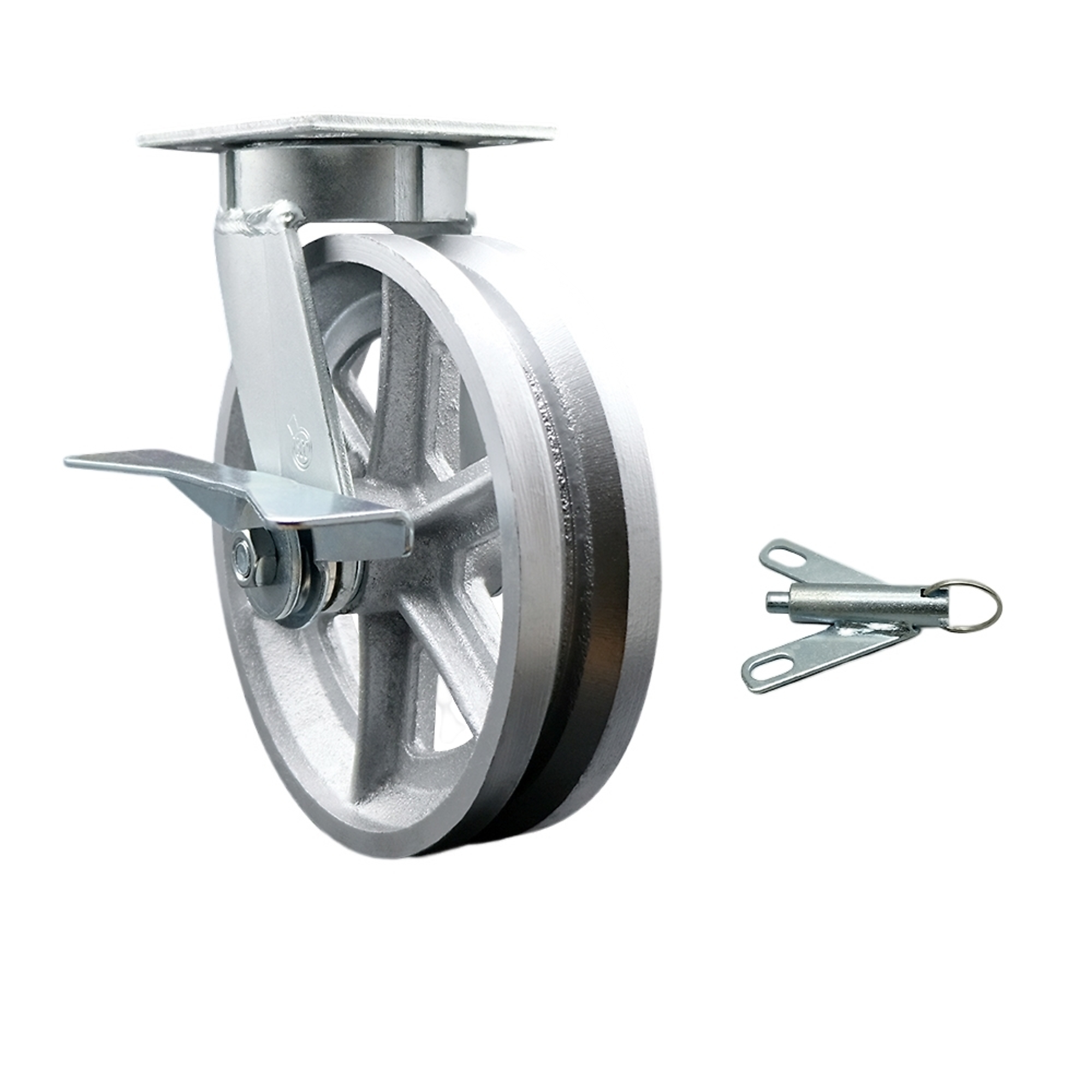 Service Caster, 8Inch x 2Inch Plate Caster, Wheel Diameter 8 in, Caster Type Swivel, Package (qty.) 1, Model SCC-KP30S820-VGR-SLB-BSL