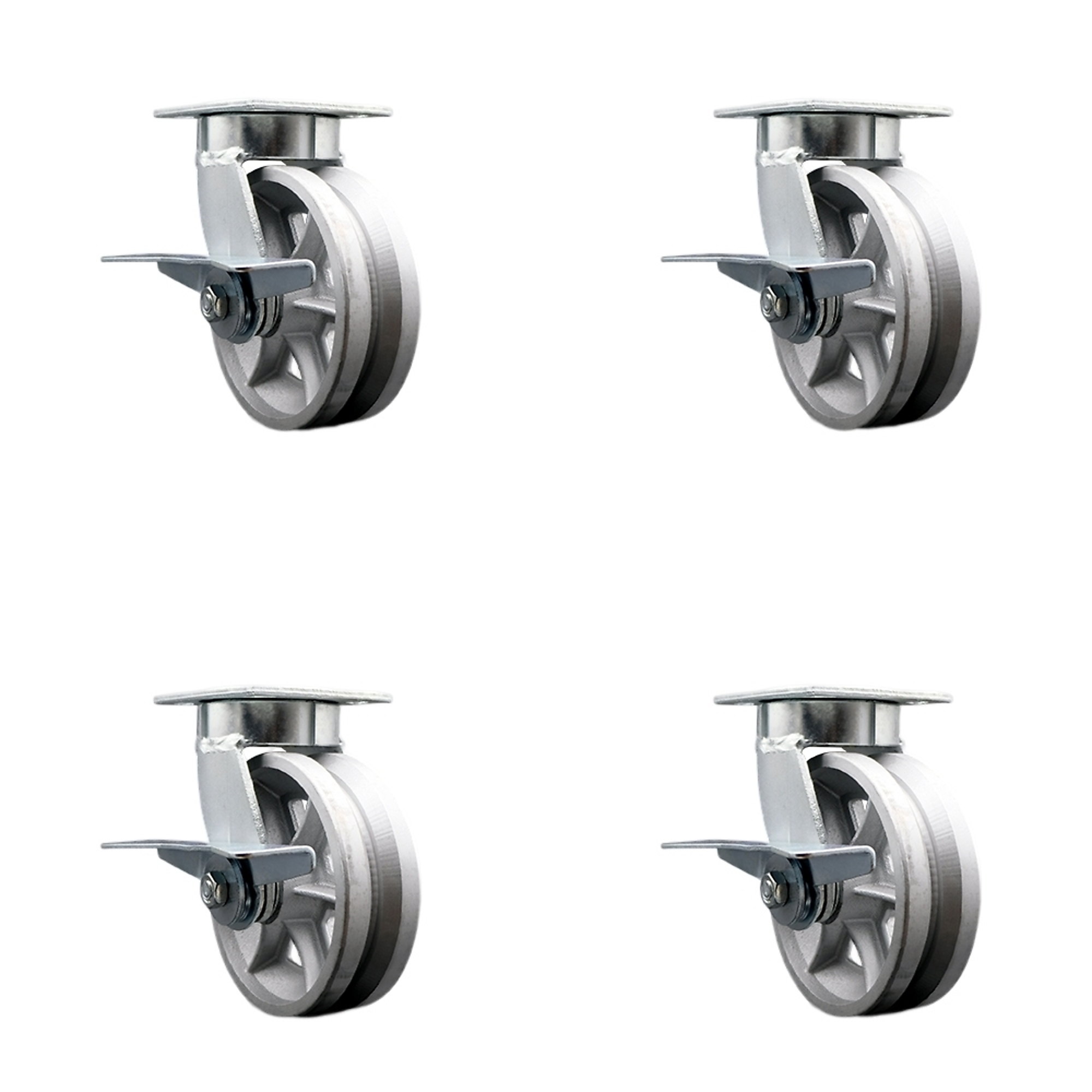 Service Caster, 6Inch x 2Inch Plate Casters, Wheel Diameter 6 in, Caster Type Swivel, Package (qty.) 4, Model SCC-KP30S620-VGR-SLB-4