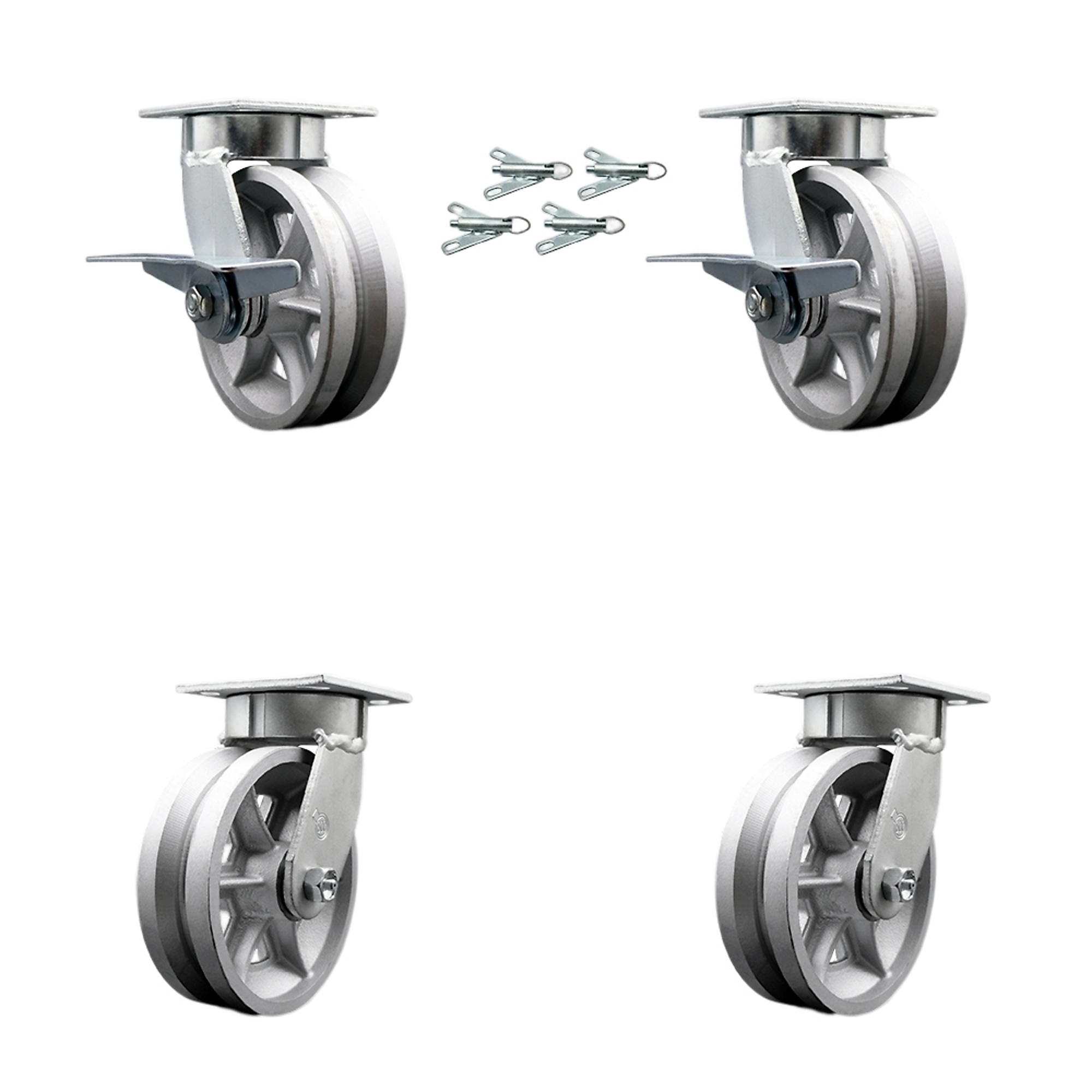 Service Caster, 6Inch x 2Inch Plate Casters, Wheel Diameter 6 in, Caster Type Swivel, Package (qty.) 4, Model SCC-KP30S620-VGR-SLB-BSL-2-BSL-2