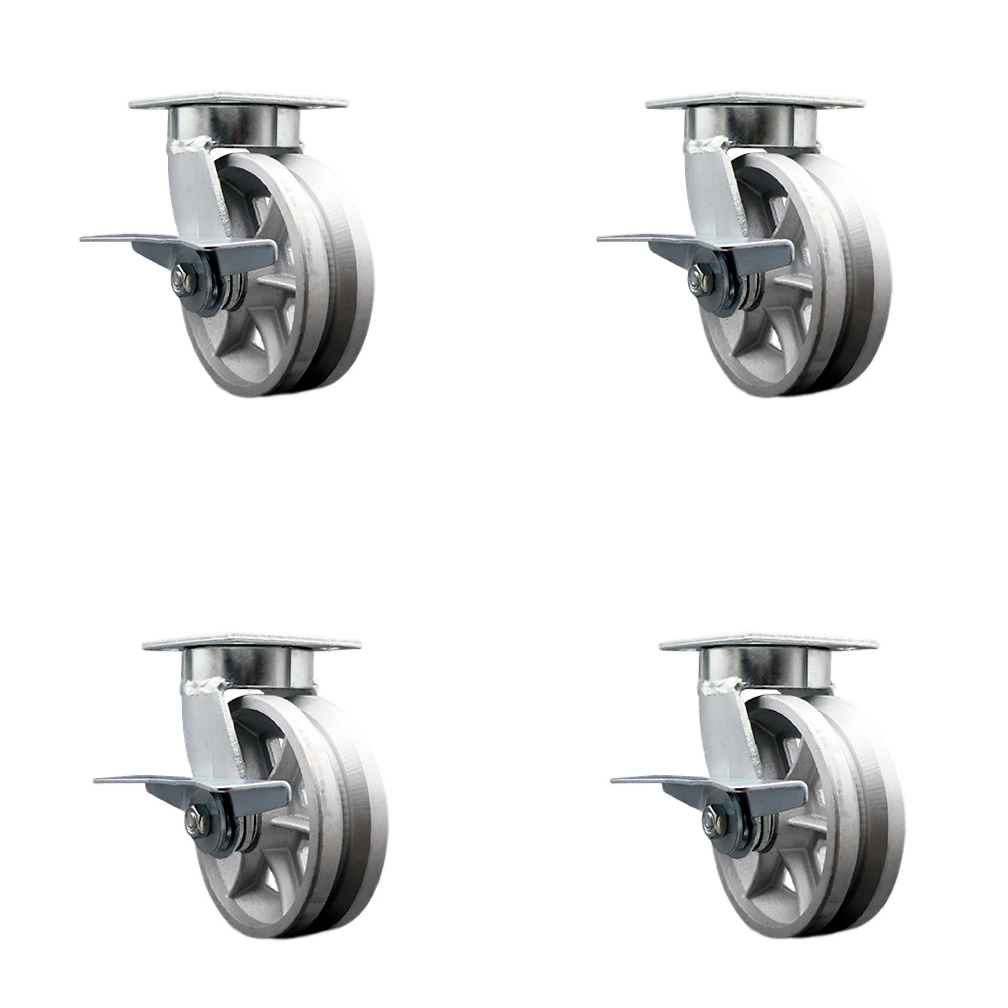 Service Caster, 6Inch x 2Inch Plate Casters, Wheel Diameter 6 in, Caster Type Swivel, Package (qty.) 4, Model SCC-KP30S620-VGR-SLB-BSL-4