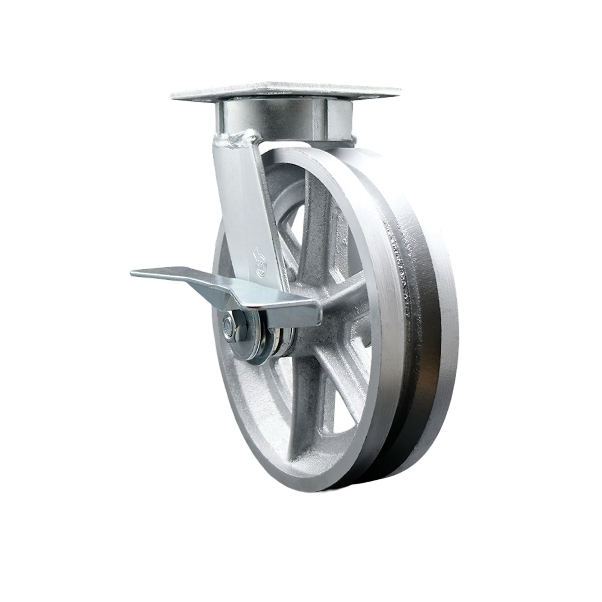 Service Caster, 8Inch x 2Inch Plate Caster, Wheel Diameter 8 in, Caster Type Swivel, Package (qty.) 1, Model SCC-KP30S820-VGR-SLB