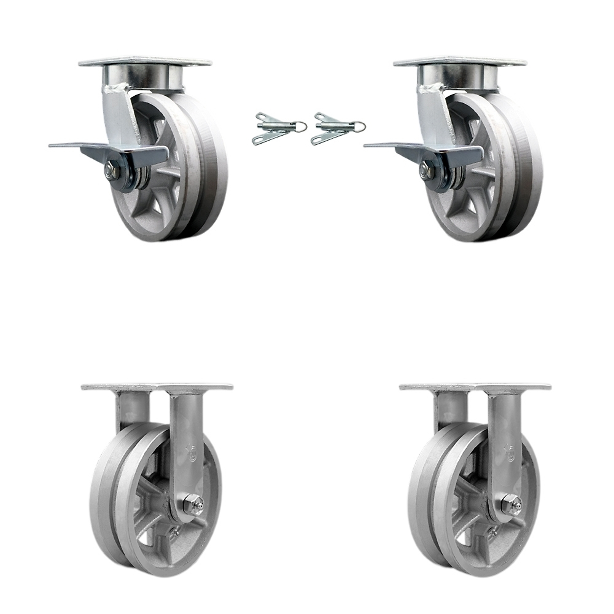 Service Caster, 6Inch x 2Inch Plate Casters, Wheel Diameter 6 in, Caster Type Swivel, Package (qty.) 4, Model SCC-KP30S620-VGR-SLB-BSL-2-R-2