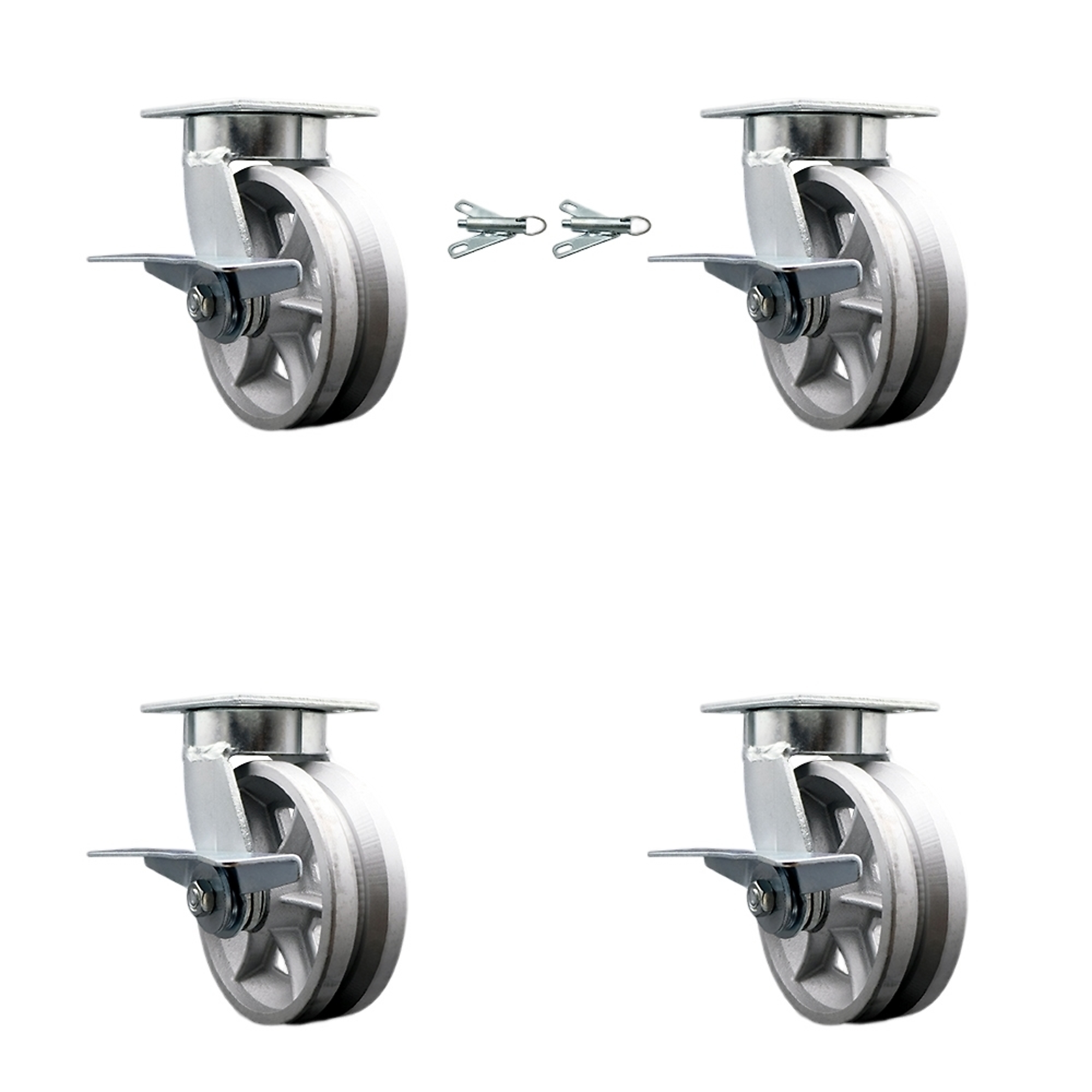 Service Caster, 6Inch x 2Inch Plate Casters, Wheel Diameter 6 in, Caster Type Swivel, Package (qty.) 4, Model SCC-KP30S620-VGR-SLB-BSL-2-SLB-2