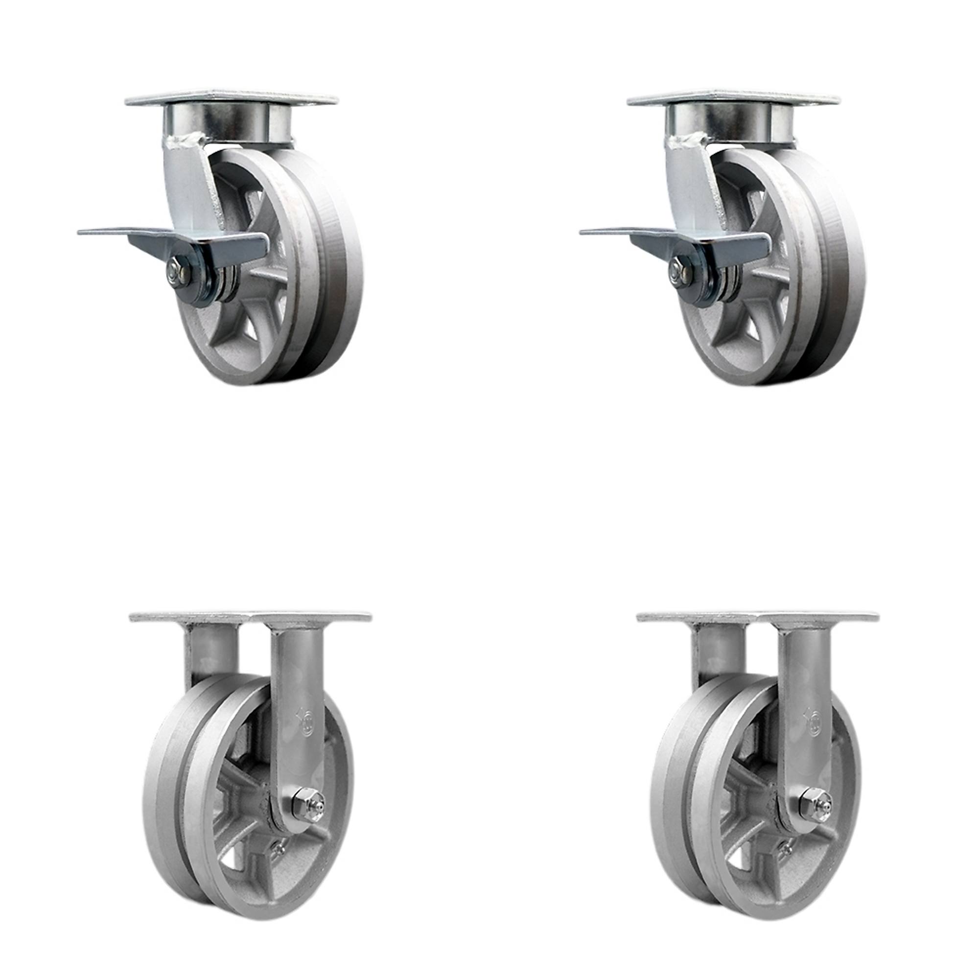 Service Caster, 6Inch x 2Inch Plate Casters, Wheel Diameter 6 in, Caster Type Swivel, Package (qty.) 4, Model SCC-KP30S620-VGR-SLB-2-R-2