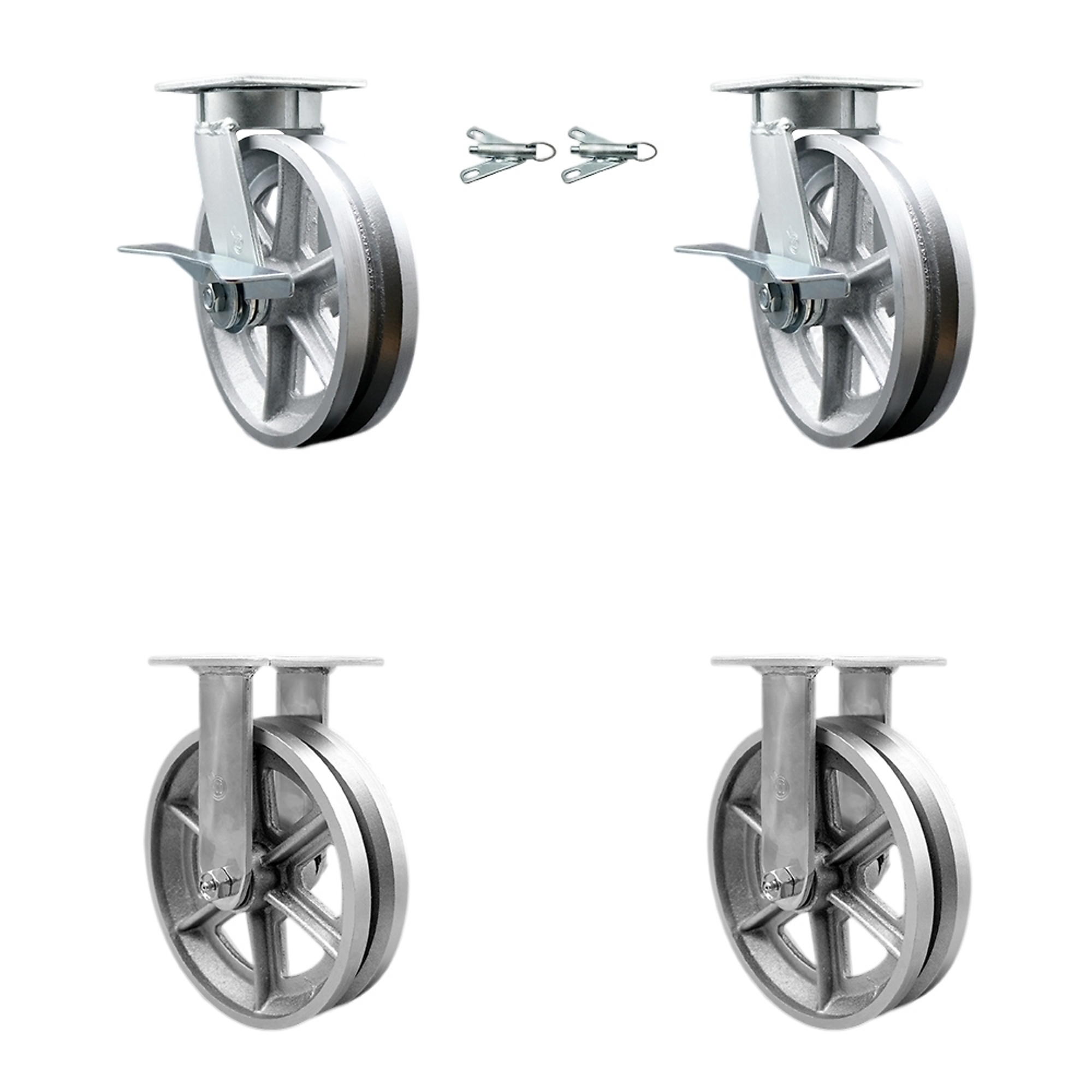 Service Caster, 8Inch x 2Inch Plate Casters, Wheel Diameter 8 in, Caster Type Swivel, Package (qty.) 4, Model SCC-KP30S820-VGR-SLB-BSL-2-R-2