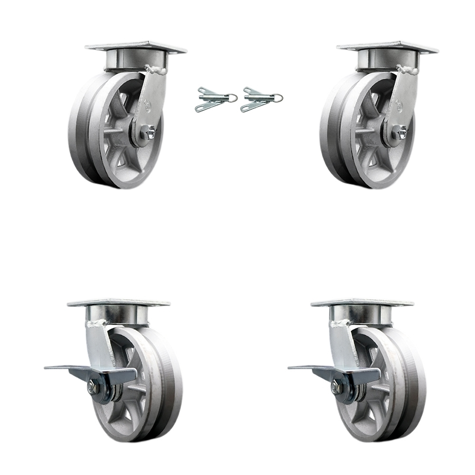 Service Caster, 6Inch x 2Inch Plate Casters, Wheel Diameter 6 in, Caster Type Swivel, Package (qty.) 4, Model SCC-KP30S620-VGR-BSL-2-SLB-2