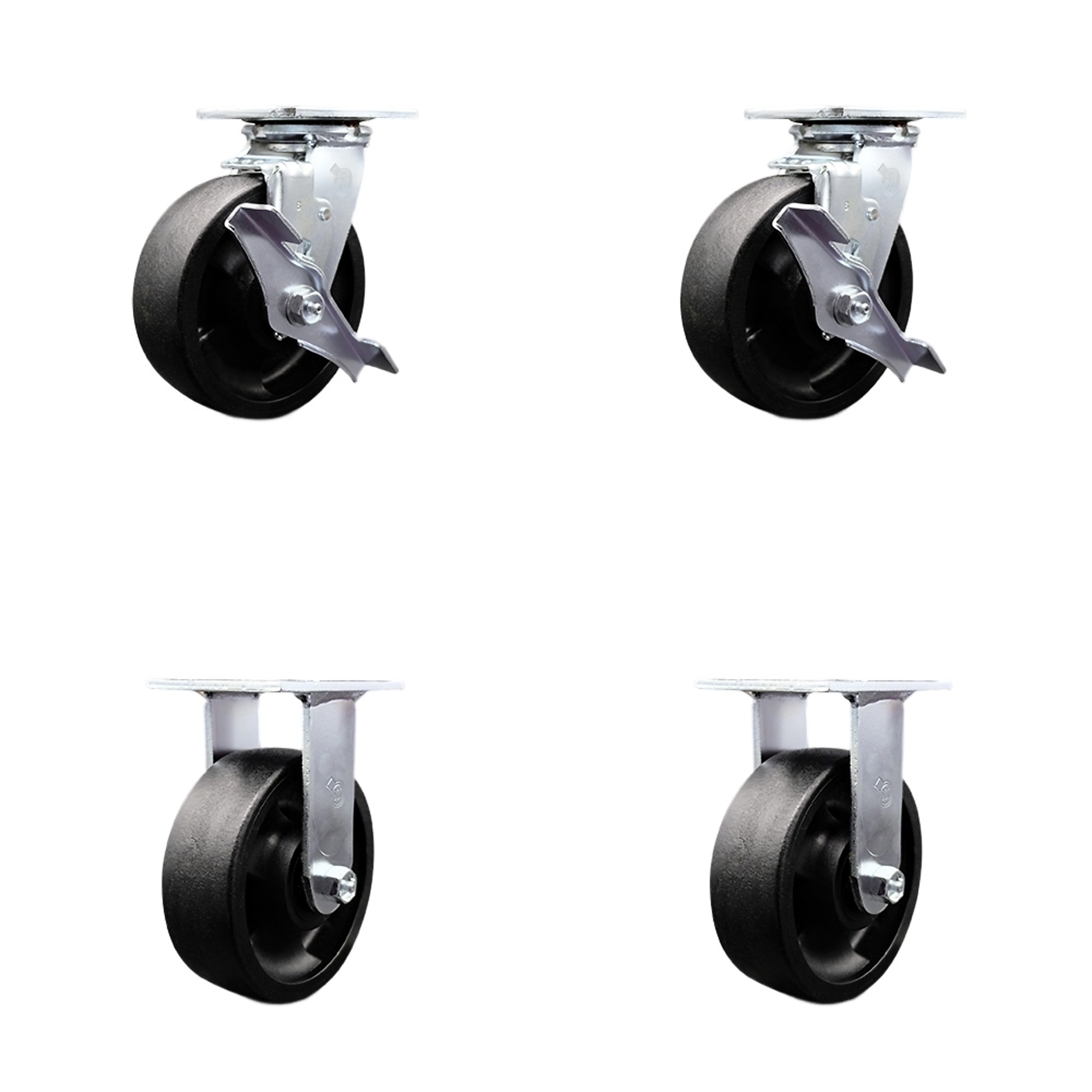 Service Caster, 6Inch x 2Inch Plate Casters, Wheel Diameter 6 in, Caster Type Swivel, Package (qty.) 4, Model SCC-30CS620-GFNB-TLB-2-R-2