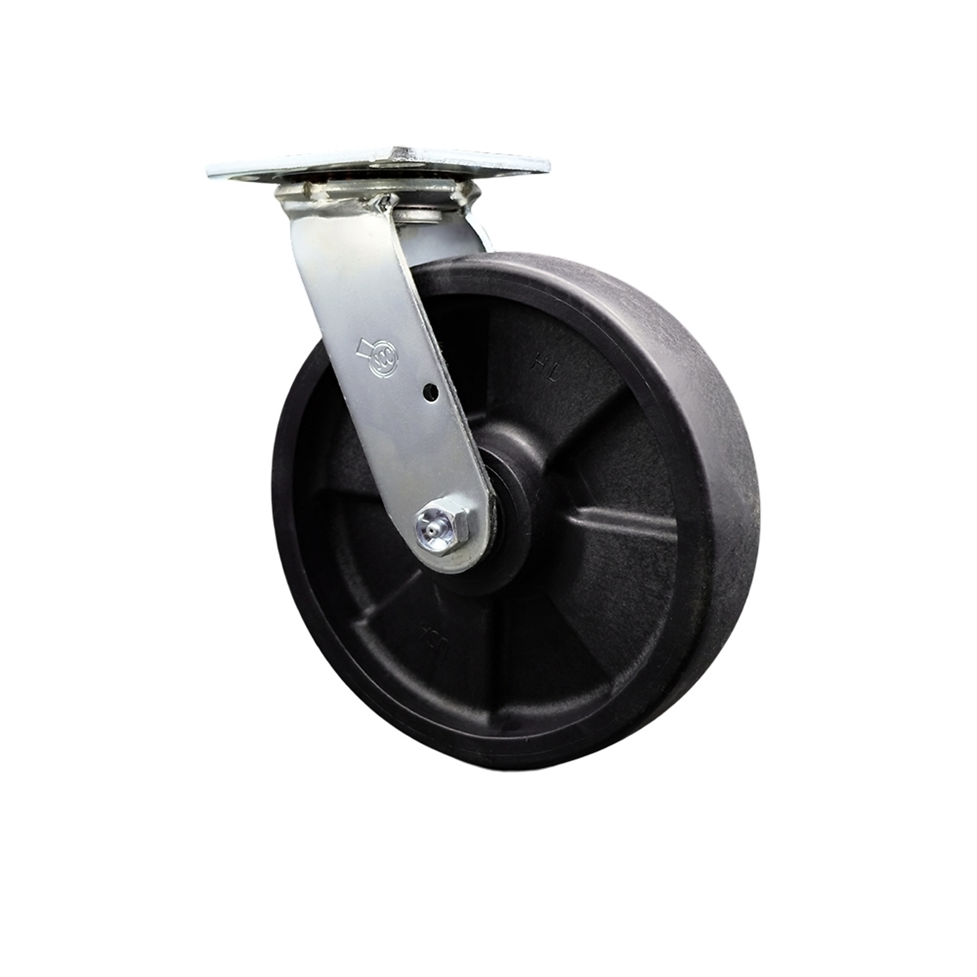 Service Caster, 8Inch x 2Inch Plate Caster, Wheel Diameter 8 in, Caster Type Swivel, Package (qty.) 1, Model SCC-30CS820-GFNB