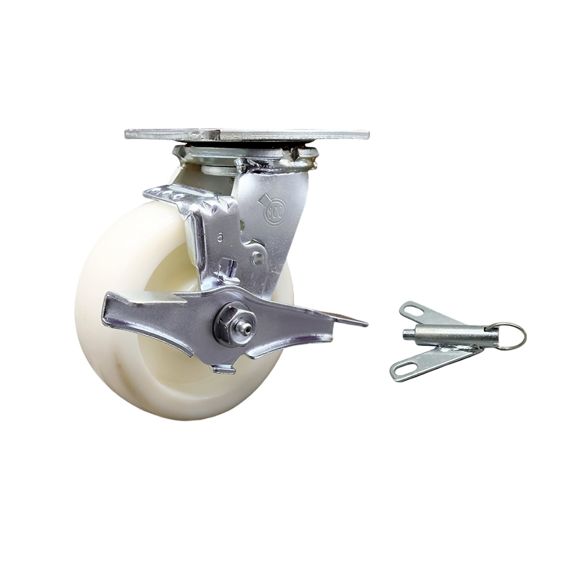 Service Caster, 5Inch x 2Inch Plate Caster, Wheel Diameter 5 in, Caster Type Swivel, Package (qty.) 1, Model SCC-30CS520-NYB-TLB-BSL