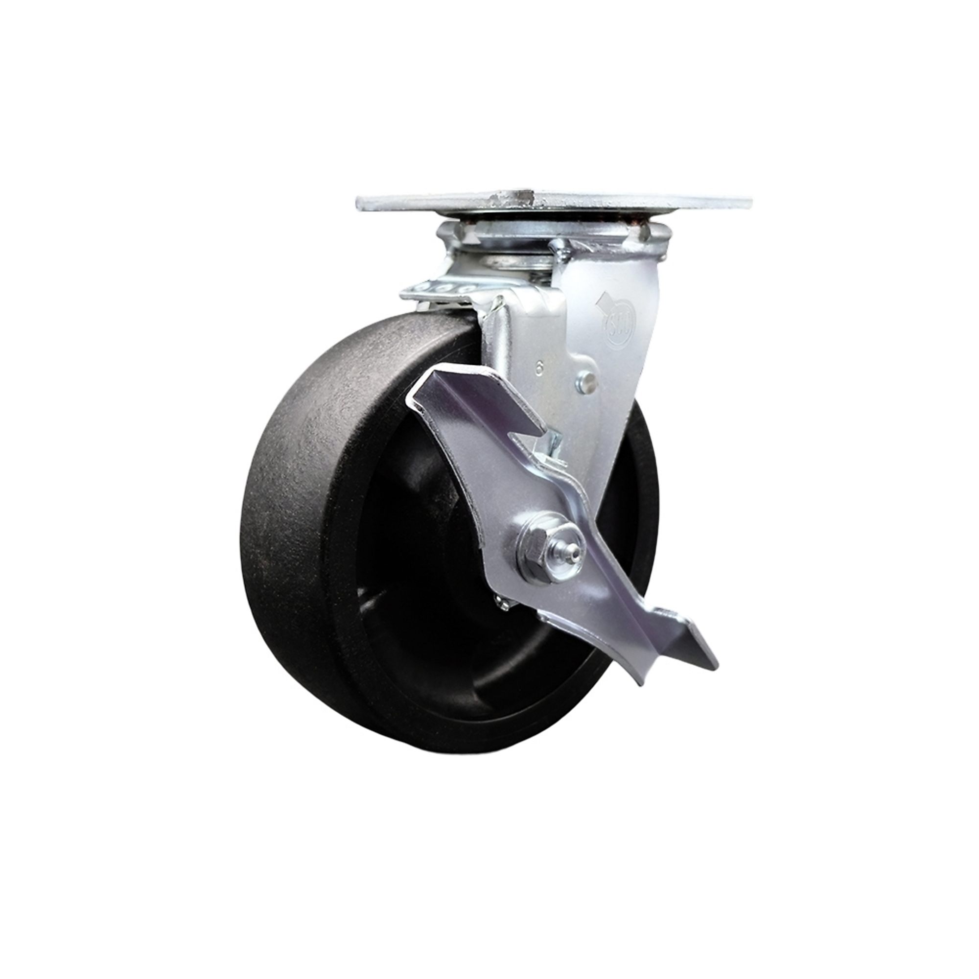 Service Caster, 6Inch x 2Inch Plate Caster, Wheel Diameter 6 in, Caster Type Swivel, Package (qty.) 1, Model SCC-SS30S620-GFNB-TLB