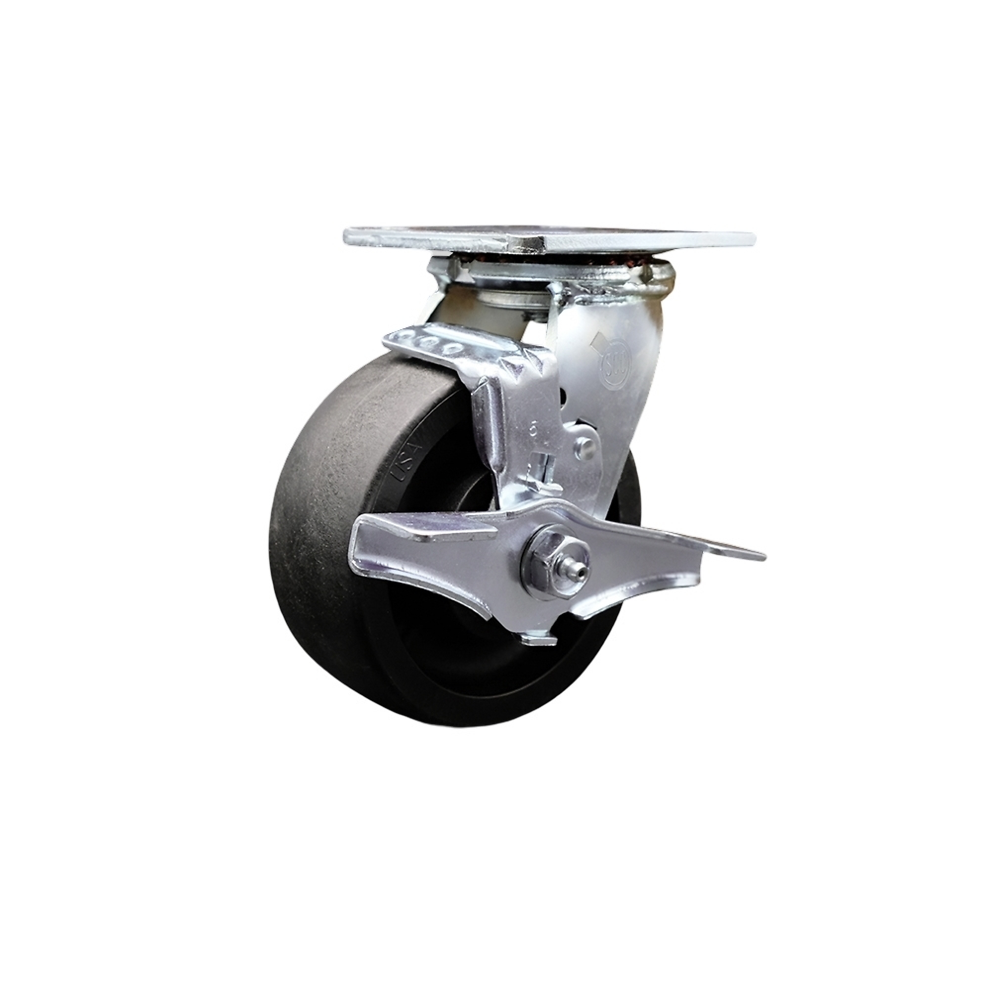 Service Caster, 5Inch x 2Inch Plate Caster, Wheel Diameter 5 in, Caster Type Swivel, Package (qty.) 1, Model SCC-SS30S520-GFNB-TLB