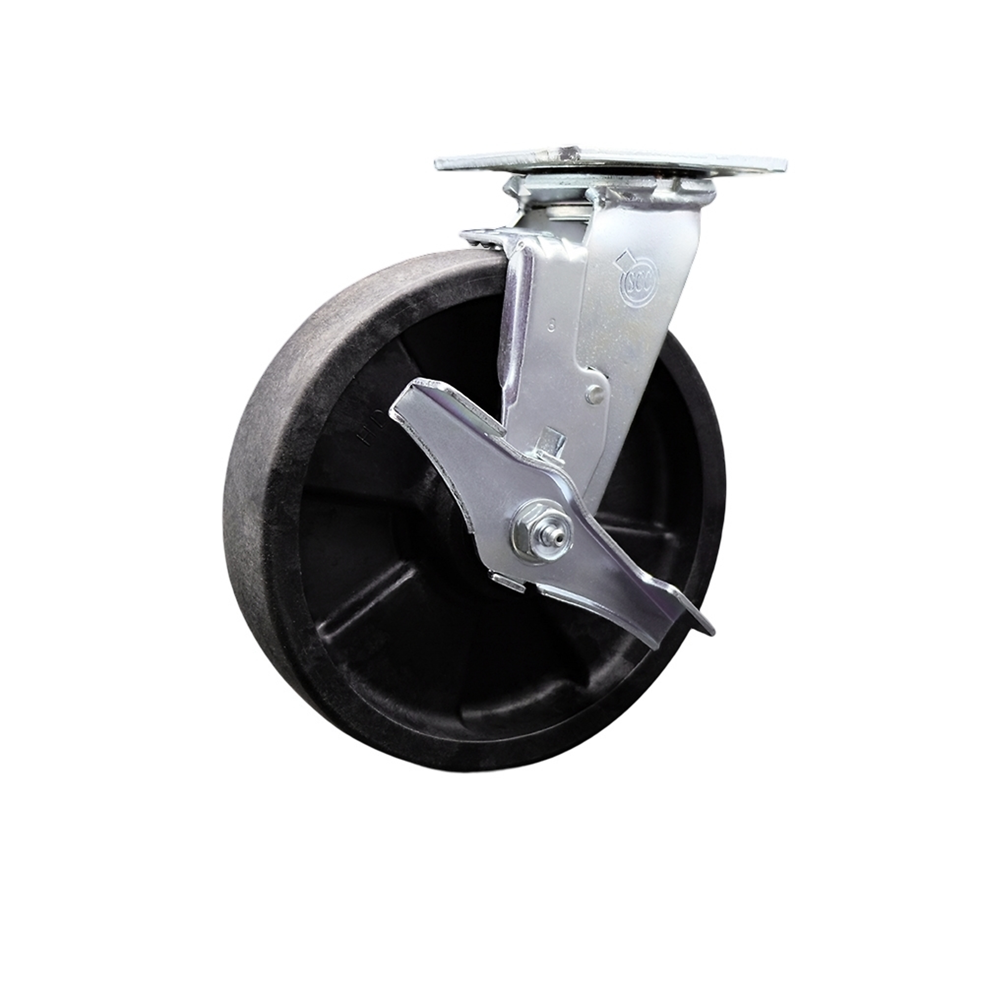 Service Caster, 8Inch x 2Inch Plate Caster, Wheel Diameter 8 in, Caster Type Swivel, Package (qty.) 1, Model SCC-SS30S820-GFNB-TLB