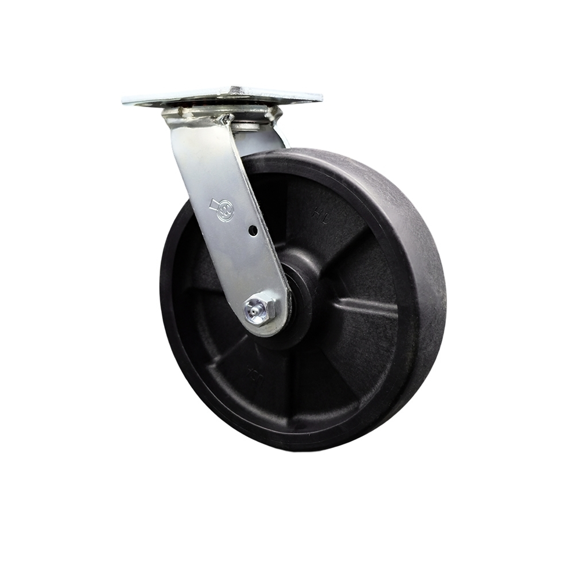 Service Caster, 8Inch x 2Inch Plate Caster, Wheel Diameter 8 in, Caster Type Swivel, Package (qty.) 1, Model SCC-SS30S820-GFNB