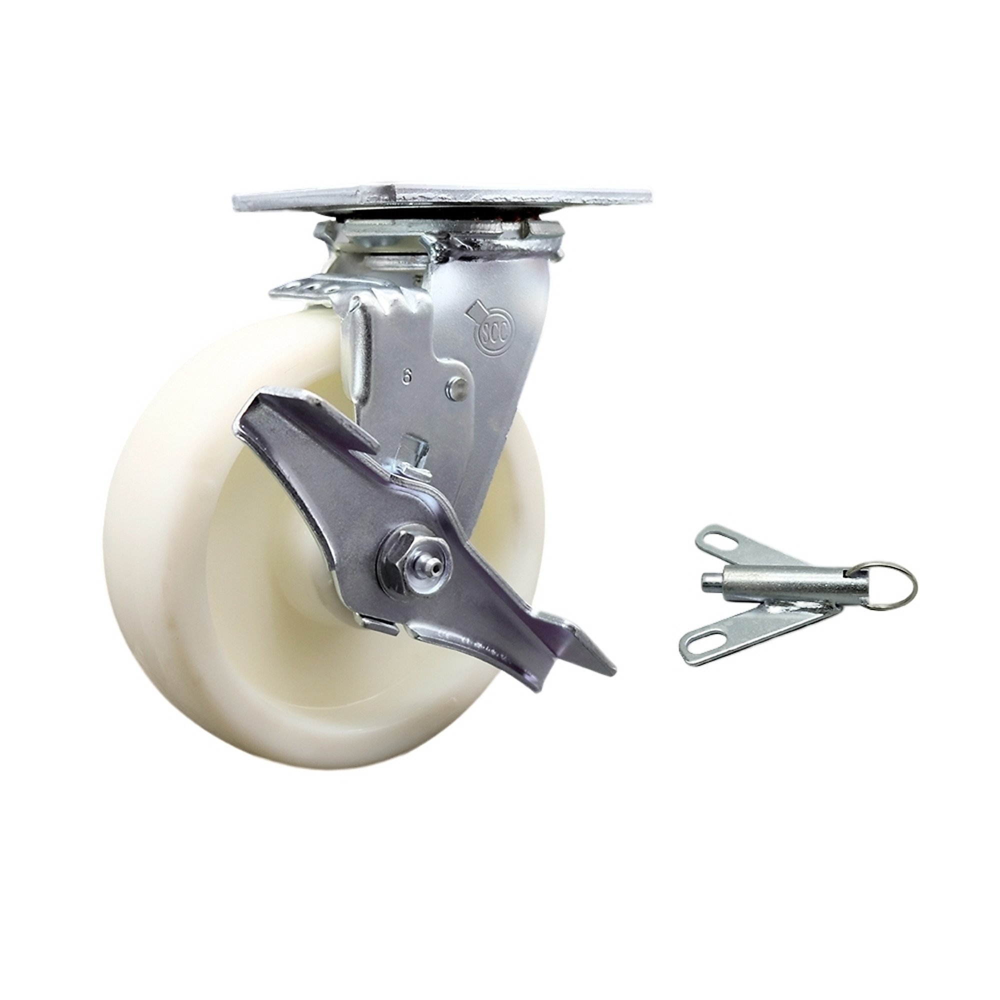 Service Caster, 6Inch x 2Inch Plate Caster, Wheel Diameter 6 in, Caster Type Swivel, Package (qty.) 1, Model SCC-30CS620-NYB-TLB-BSL