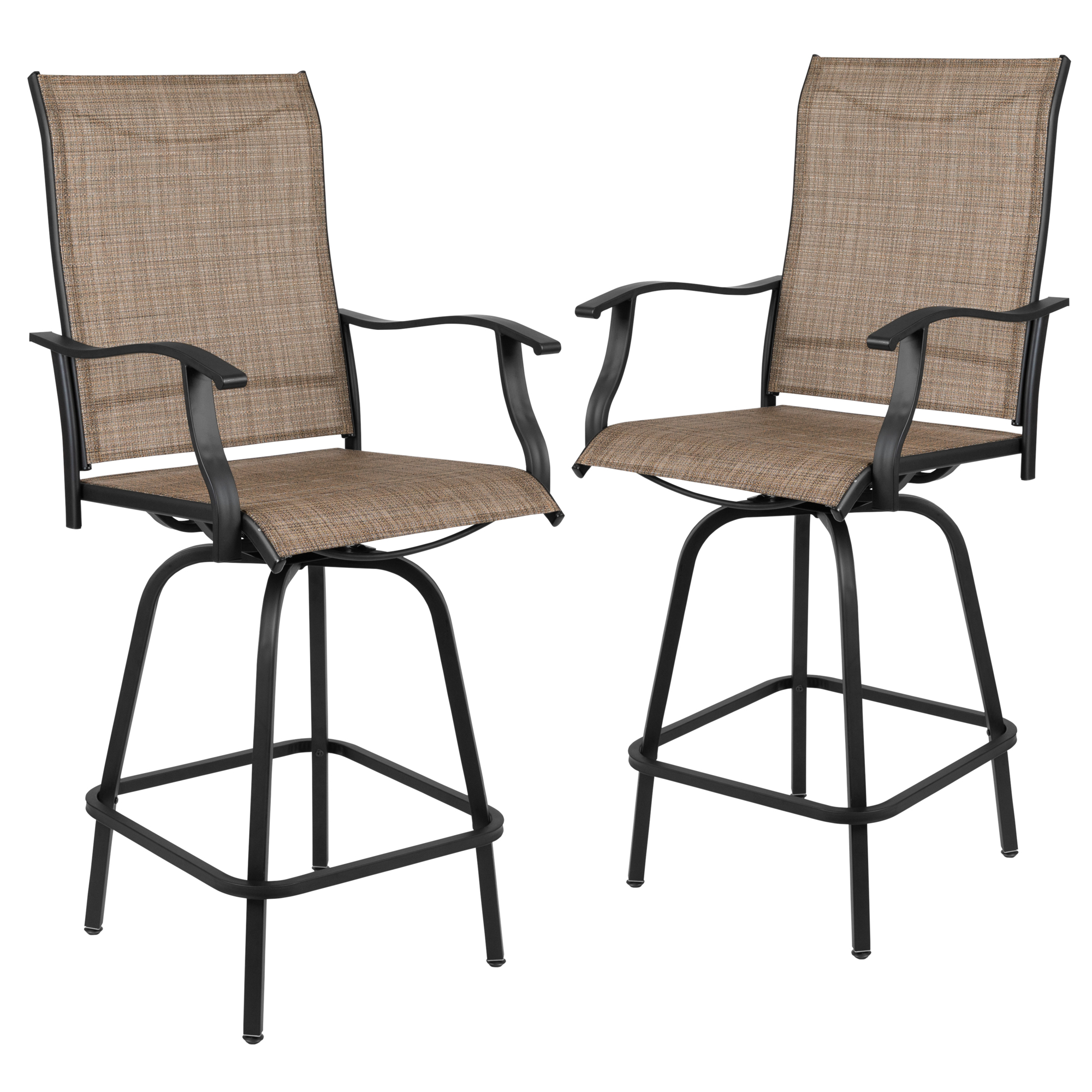 Flash Furniture, 2PK Outdoor Stool - 30Inch Patio Bar Stool, Brown, Primary Color Brown, Material Galvanized Steel, Width 22.5 in, Model 2ETSWVLPTO30