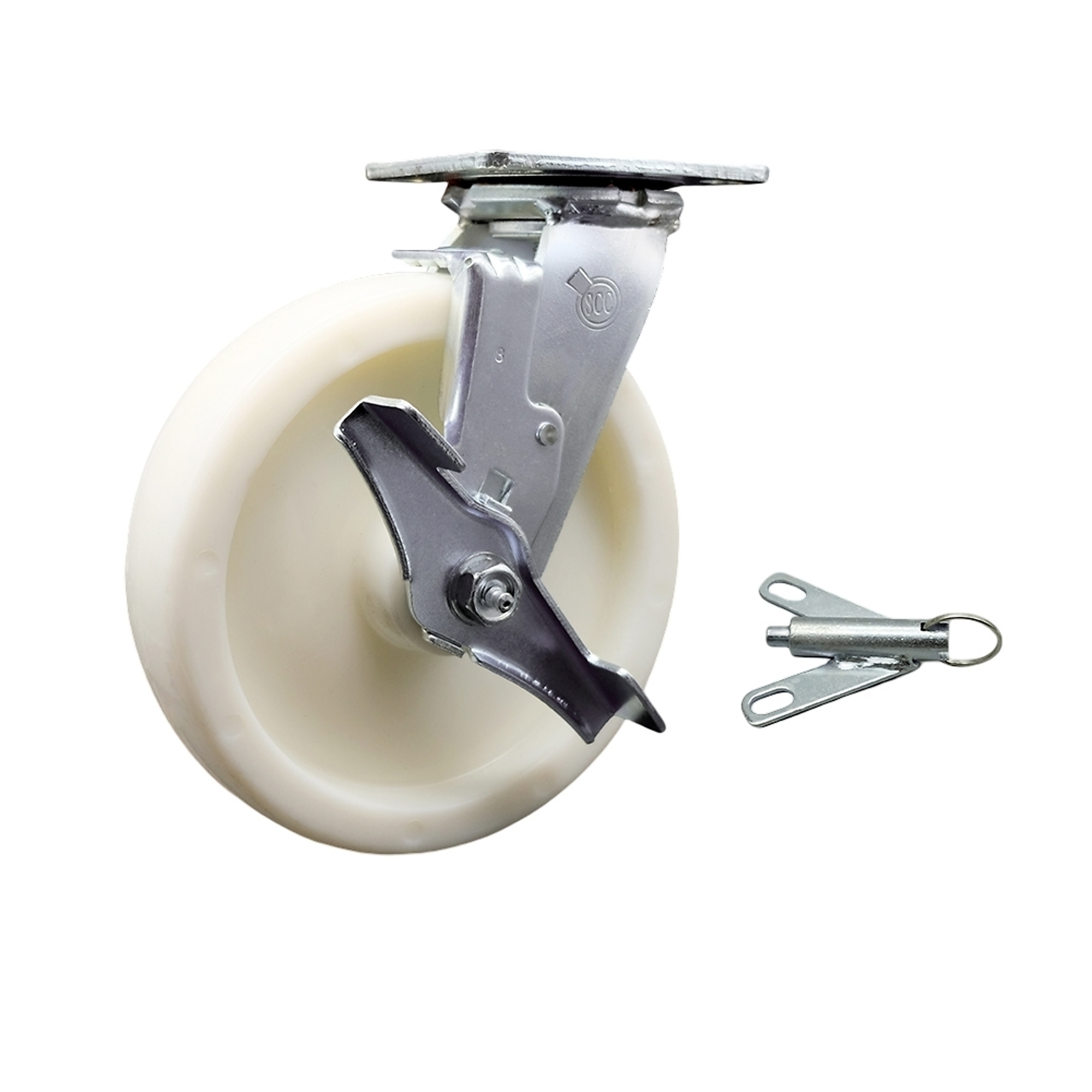 Service Caster, 8Inch x 2Inch Plate Caster, Wheel Diameter 8 in, Caster Type Swivel, Package (qty.) 1, Model SCC-30CS820-NYB-TLB-BSL