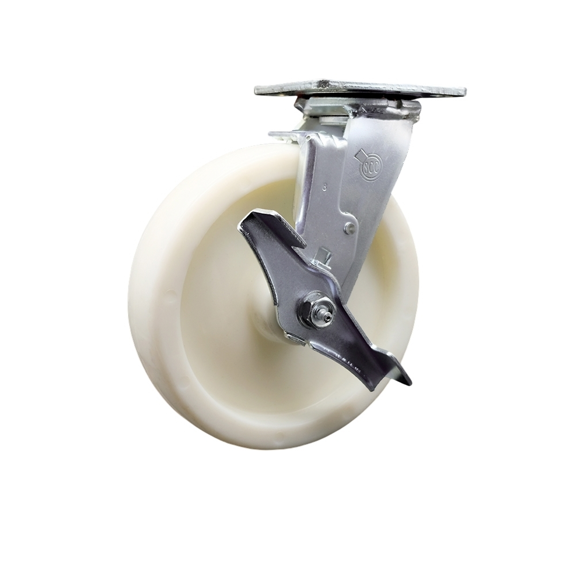 Service Caster, 8Inch x 2Inch Plate Caster, Wheel Diameter 8 in, Caster Type Swivel, Package (qty.) 1, Model SCC-30CS820-NYB-TLB