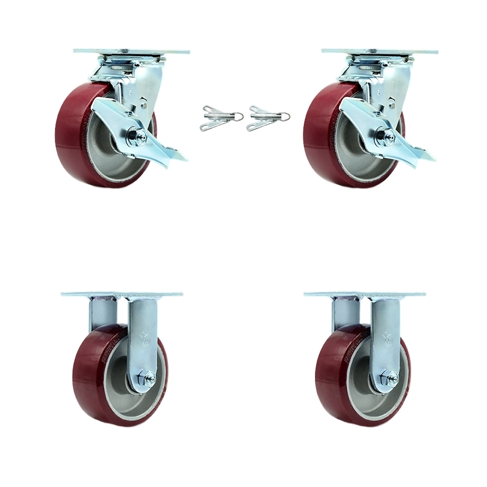 Service Caster, 5Inch x 2Inch Plate Casters, Wheel Diameter 5 in, Caster Type Swivel, Package (qty.) 4, Model SCC-30CS520-PAB-TLB-BSL-2-R-2