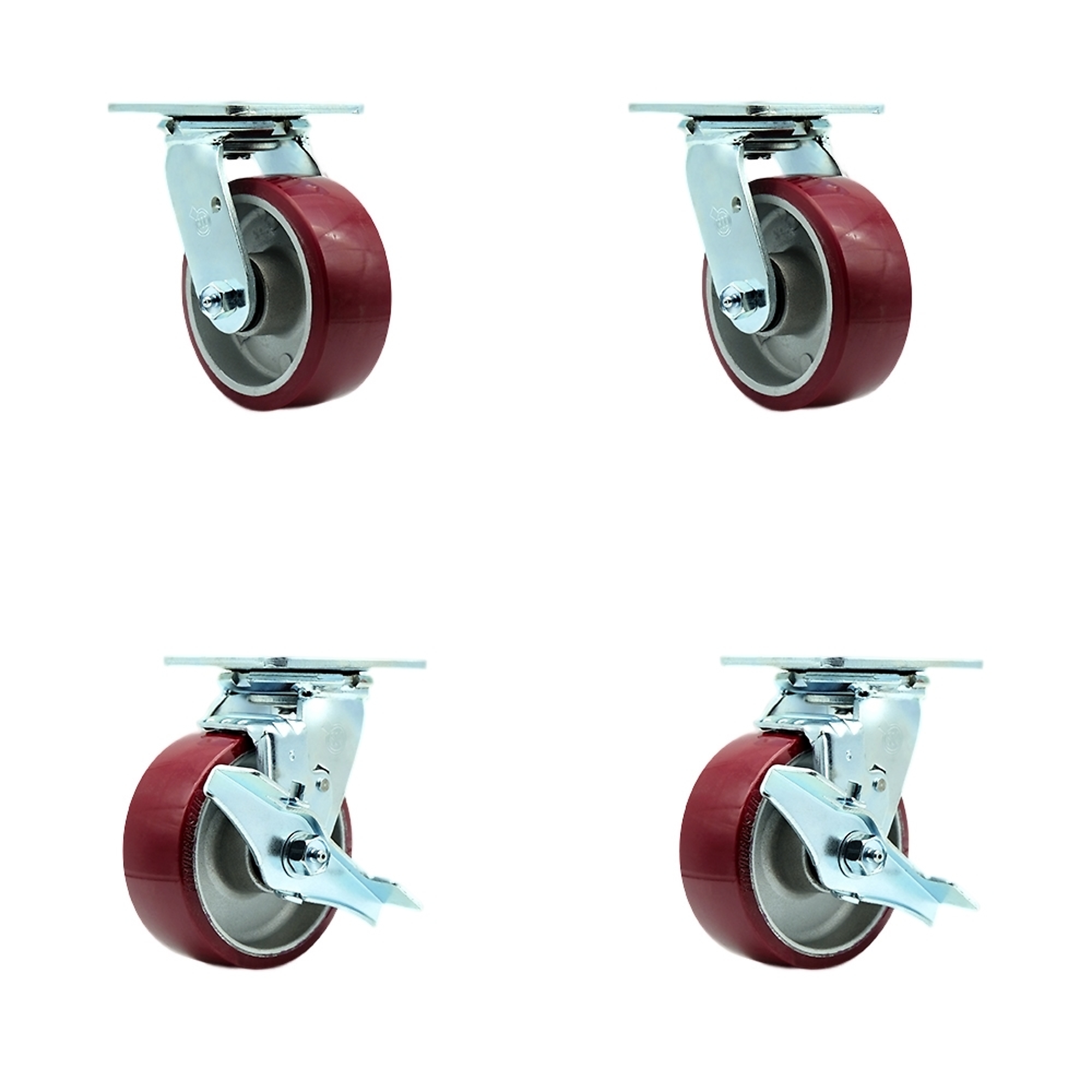 Service Caster, 5Inch x 2Inch Plate Casters, Wheel Diameter 5 in, Caster Type Swivel, Package (qty.) 4, Model SCC-30CS520-PAB-2-TLB-2