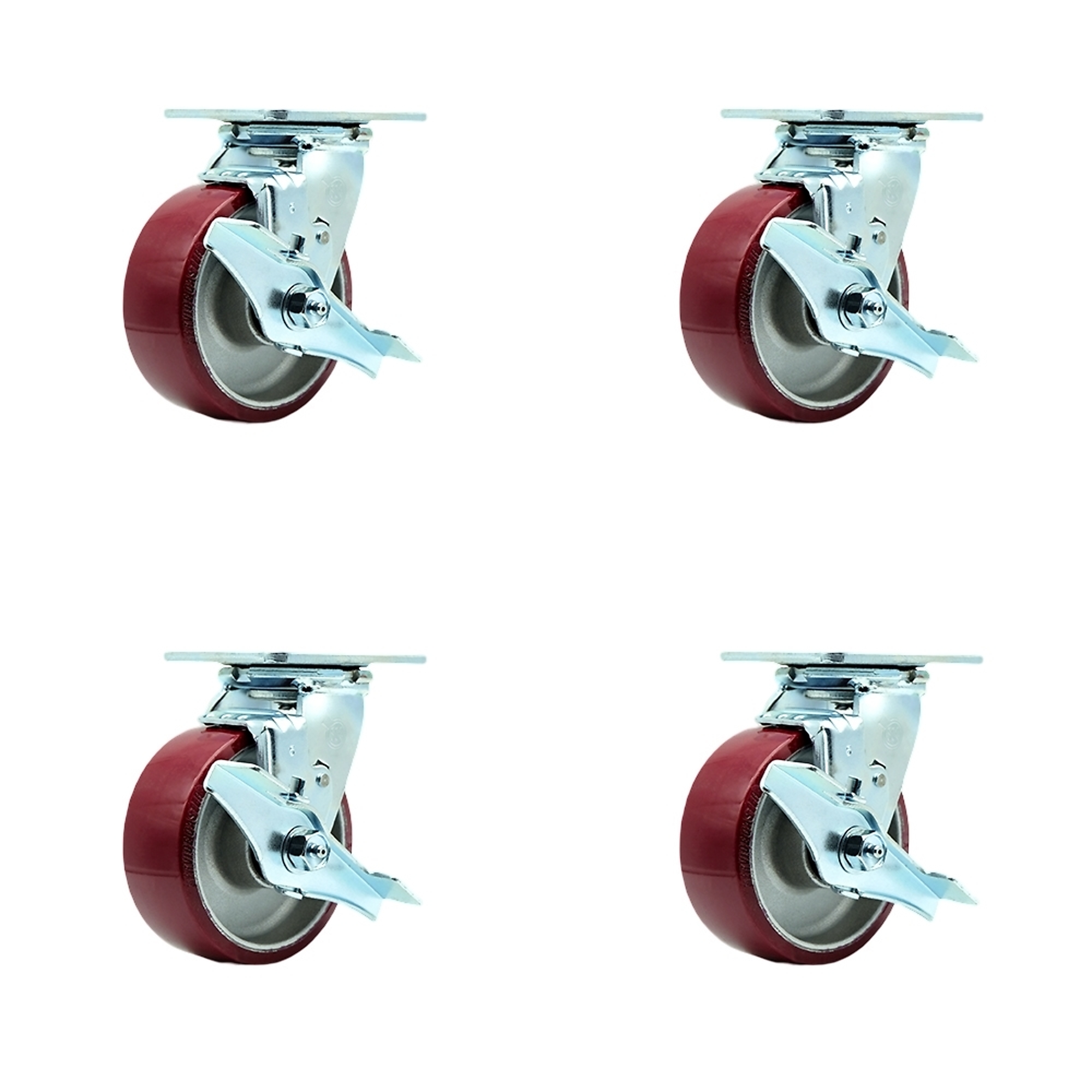 Service Caster, 5Inch x 2Inch Plate Casters, Wheel Diameter 5 in, Caster Type Swivel, Package (qty.) 4, Model SCC-30CS520-PAB-TLB-BSL-2-TLB-2