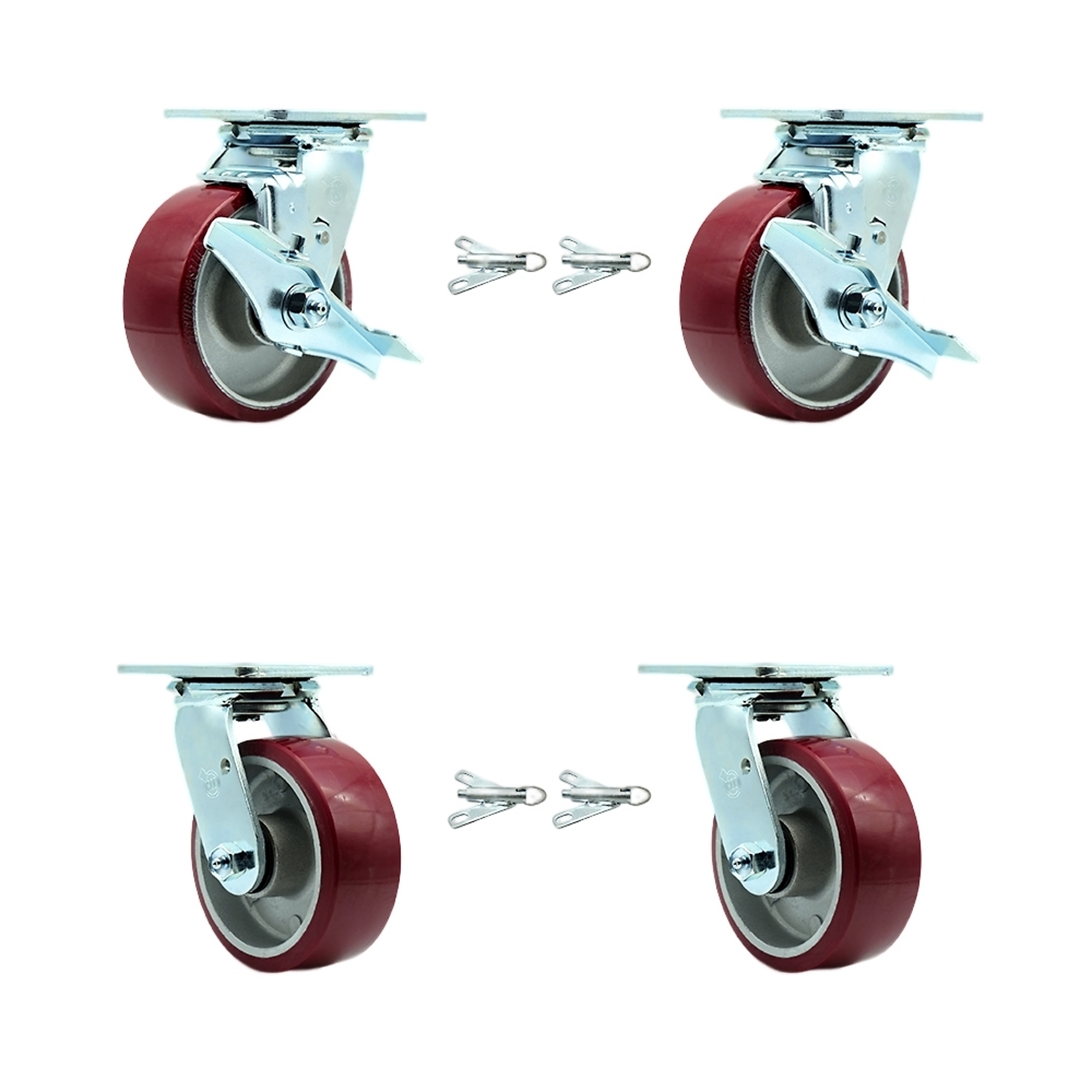 Service Caster, 5Inch x 2Inch Plate Casters, Wheel Diameter 5 in, Caster Type Swivel, Package (qty.) 4, Model SCC-30CS520-PAB-TLB-BSL-2-BSL-2